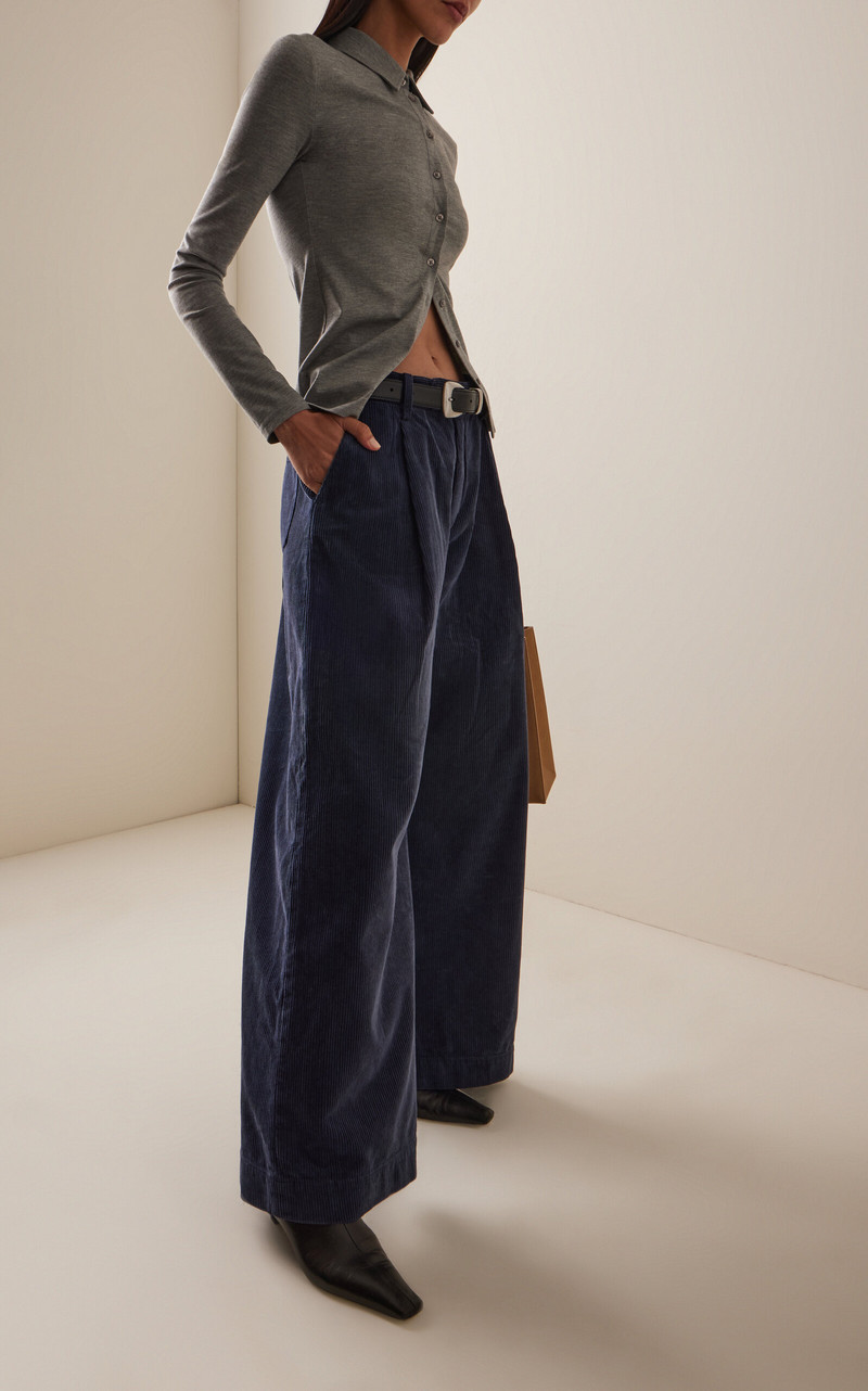 MOUSSY VINTAGE Kinston Low-Rise Flared Pants blue outlook