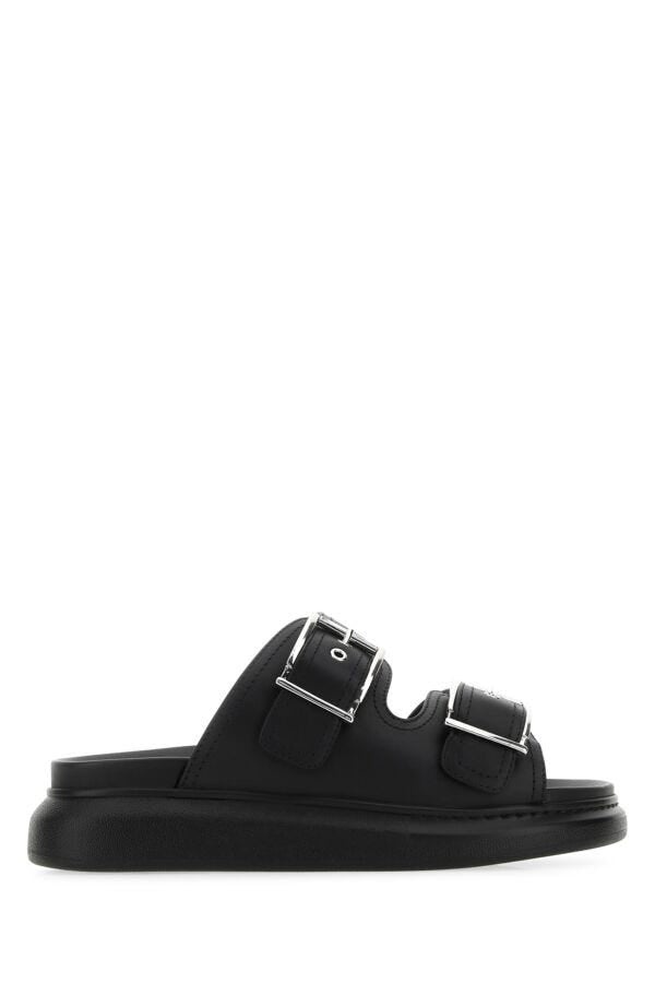 Alexander Mcqueen Woman Black Leather Slippers - 1