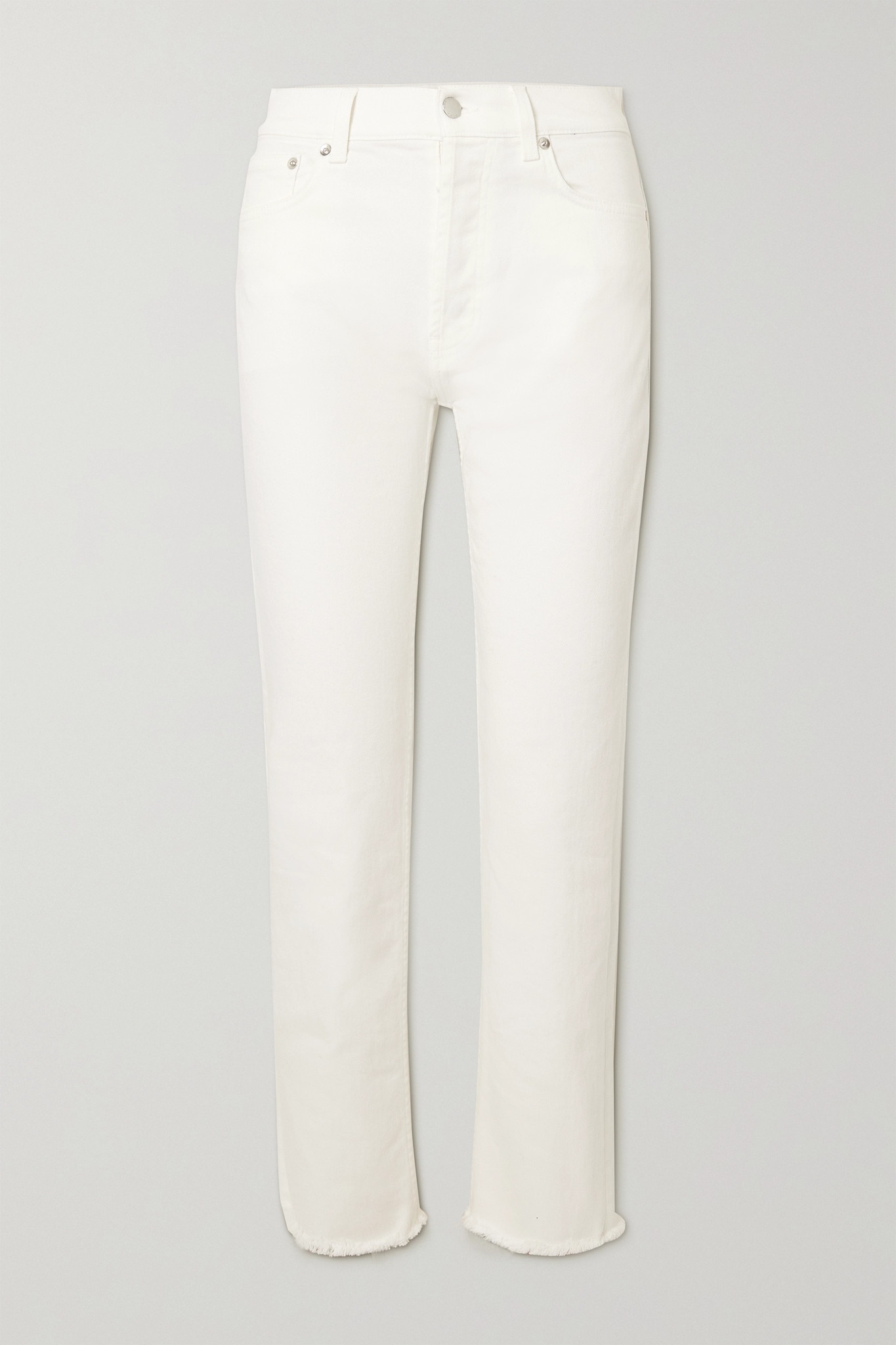 Frayed organic mid-rise straight-leg jeans - 1