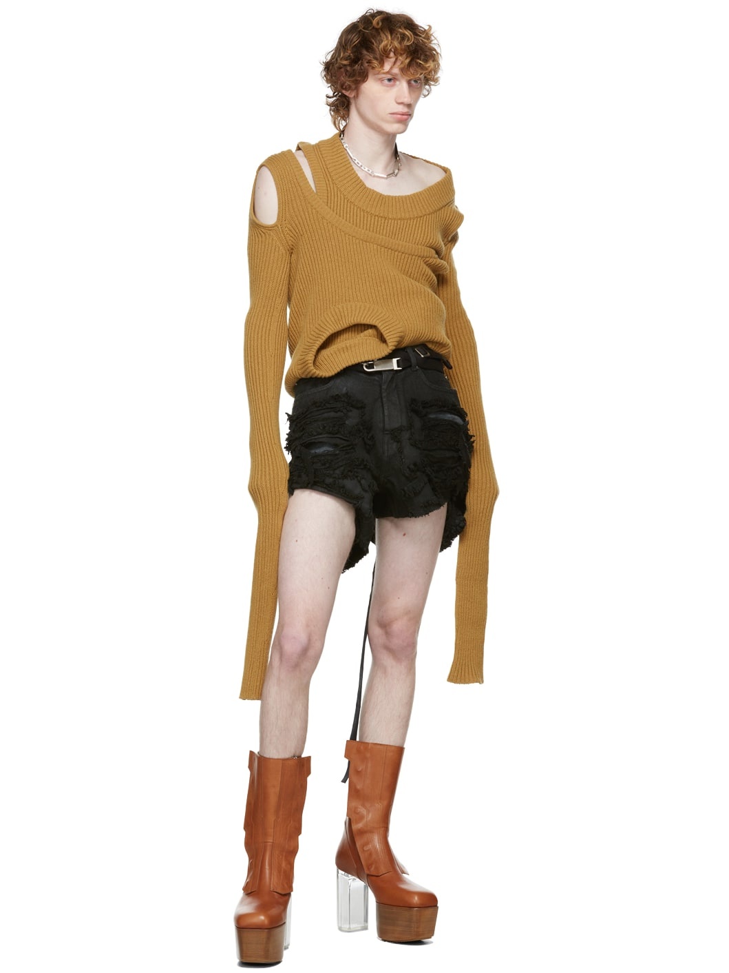 Tan Biker Platform Boots - 5