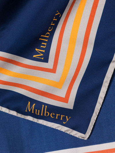 Mulberry logo-print striped silk scarf outlook