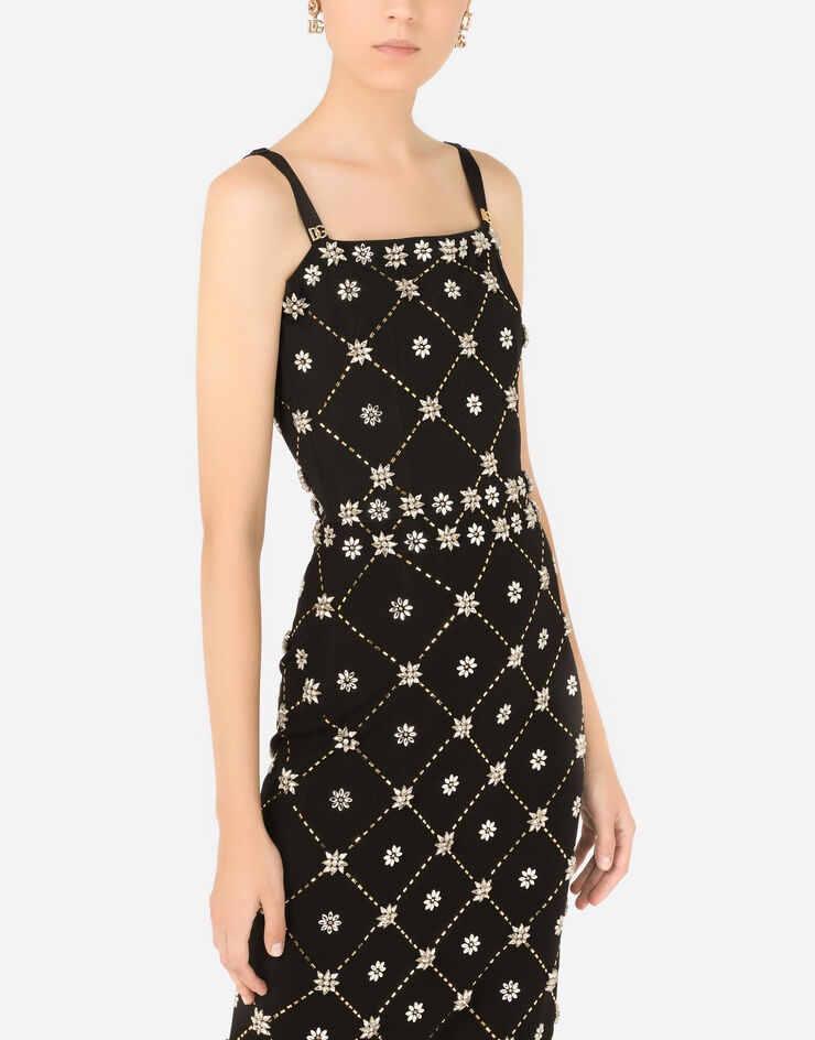 Jersey calf-length dress with crystal embellishment - 4