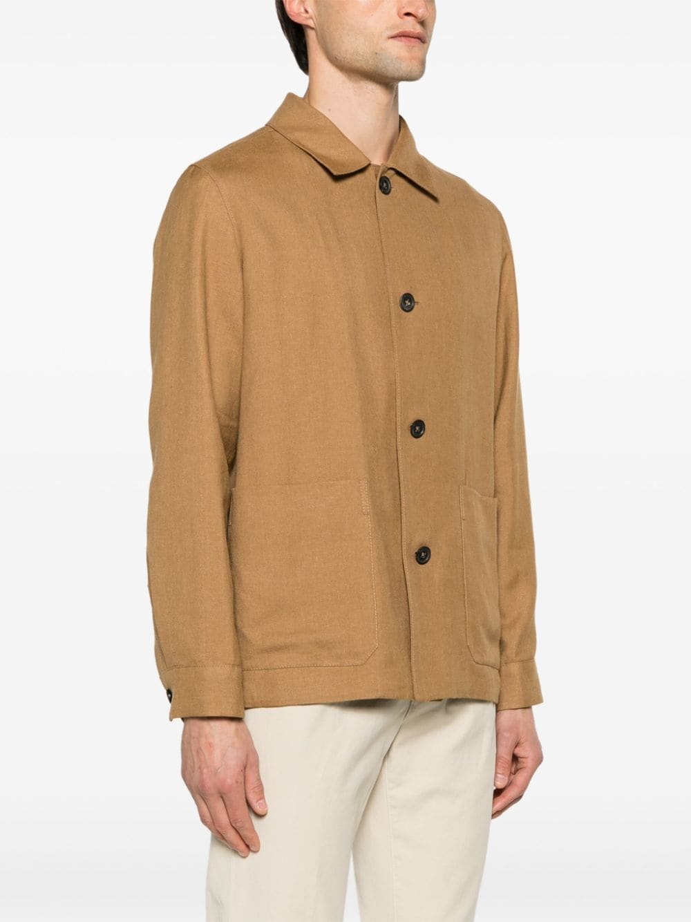 linen blend shirt jacket - 3