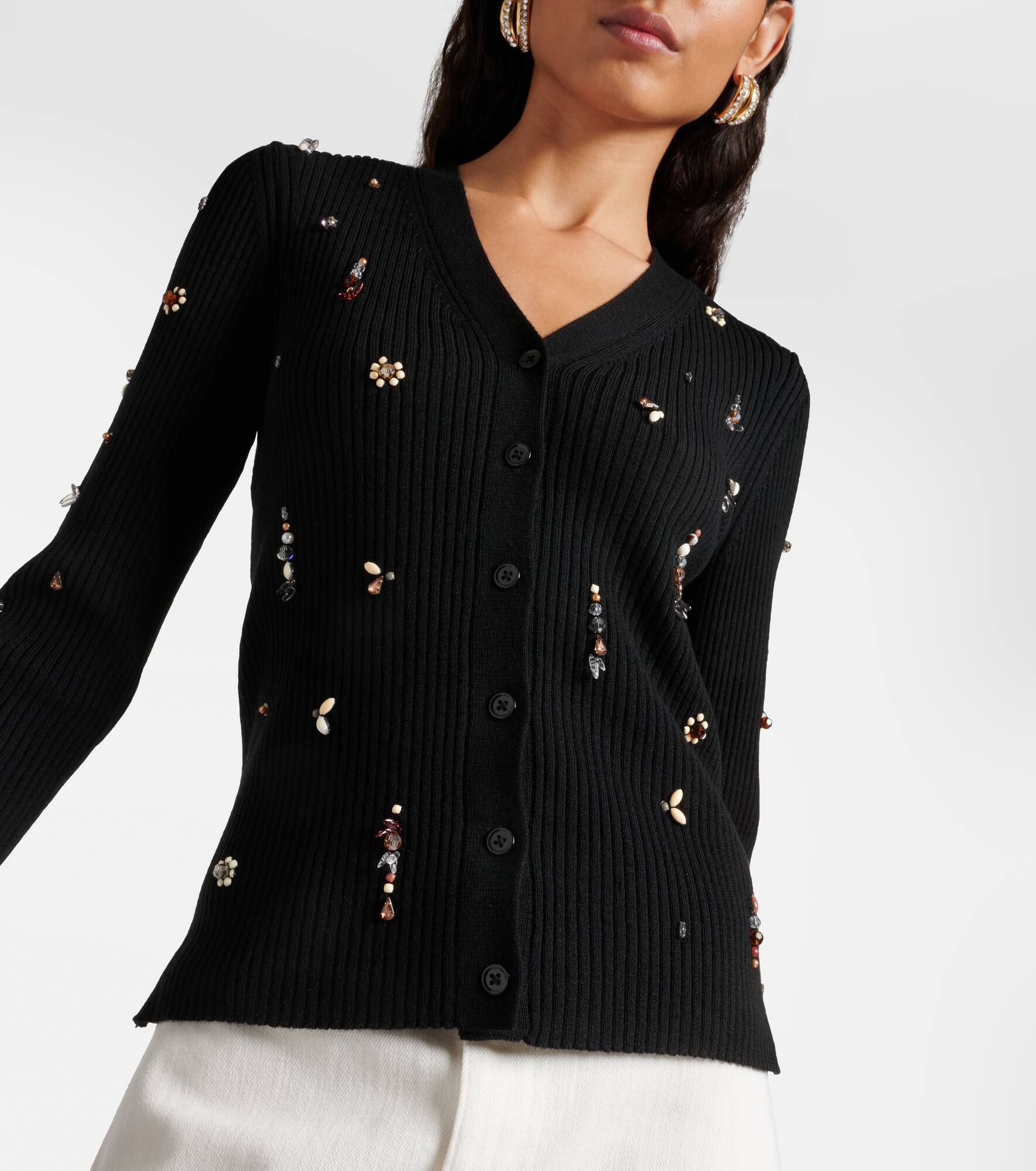 Embellished Merino embellished wool cardigan - 4