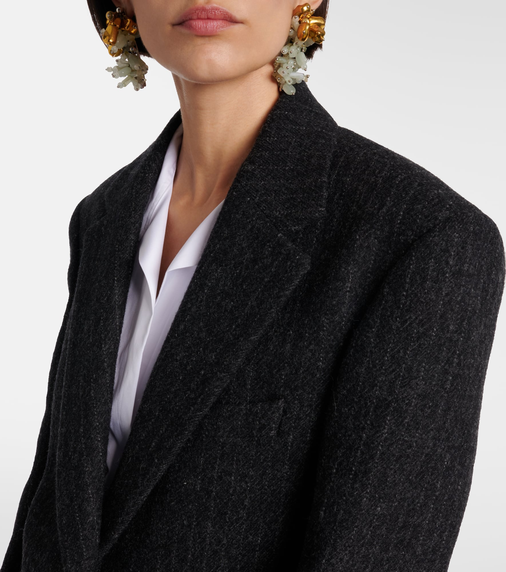Pinstripe wool blazer - 4