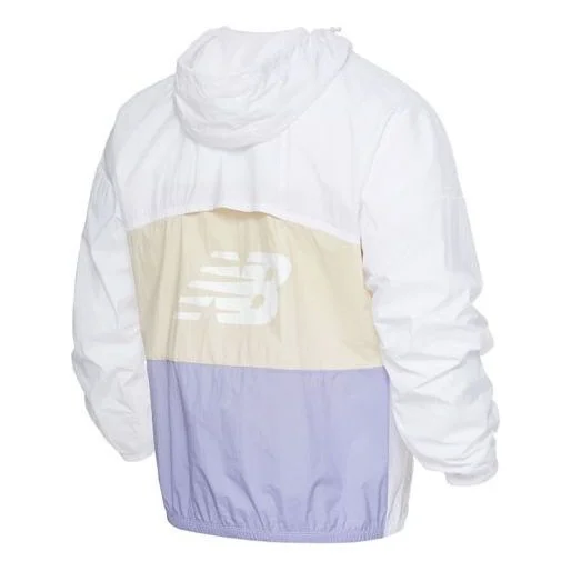 New Balance Logo Printing Colorblock Hooded Jacket Couple Style White 5AC19013-WT - 1