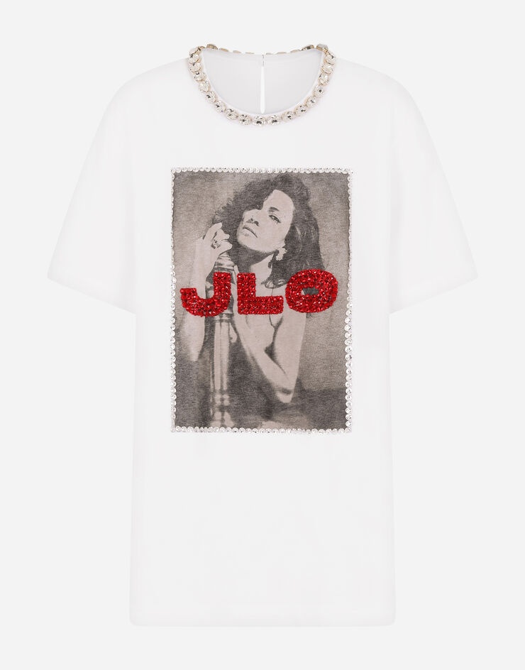 Printed jersey T-shirt with J.LO embellishment - 1