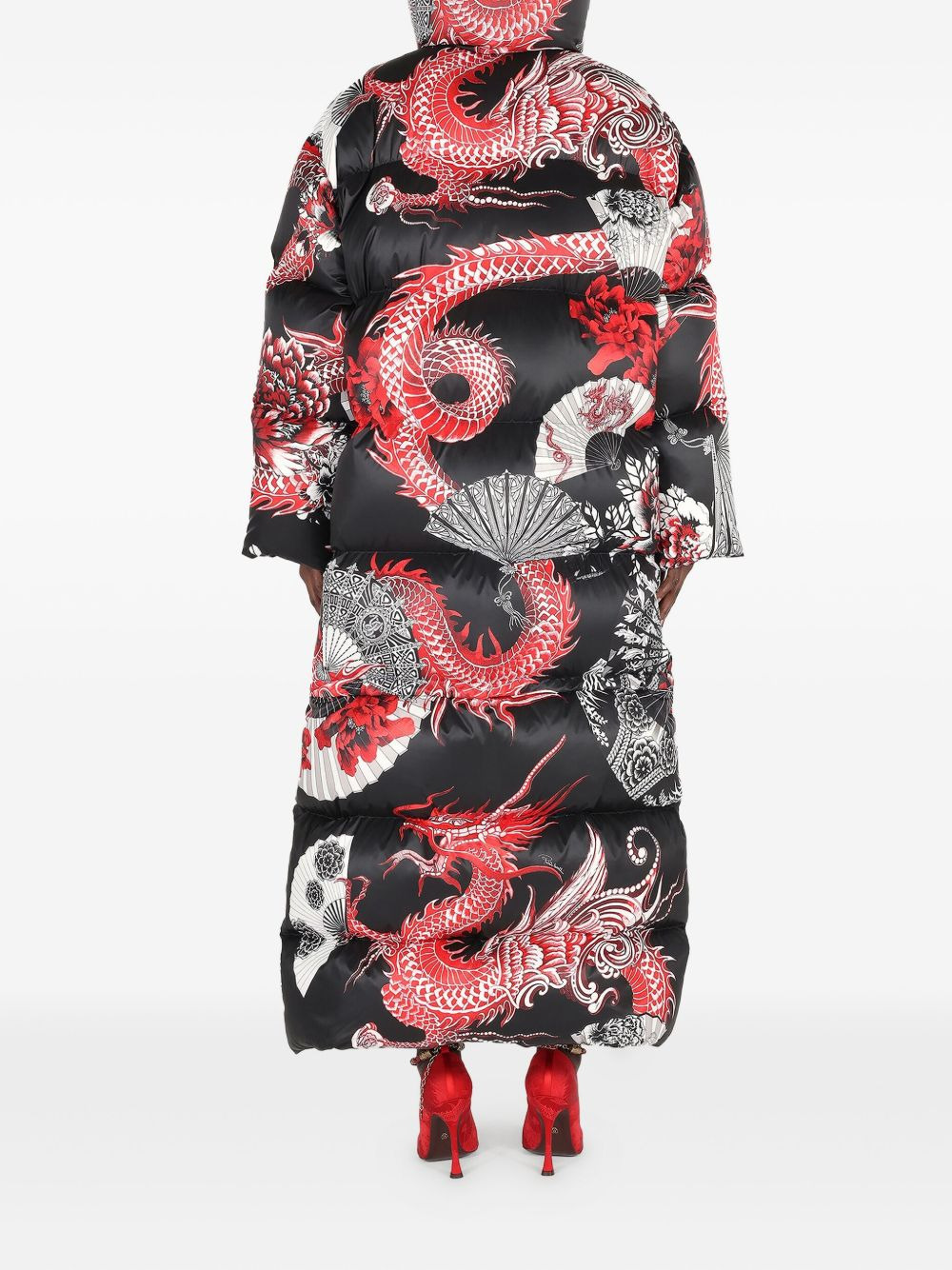 dragon-print oversized coat - 4