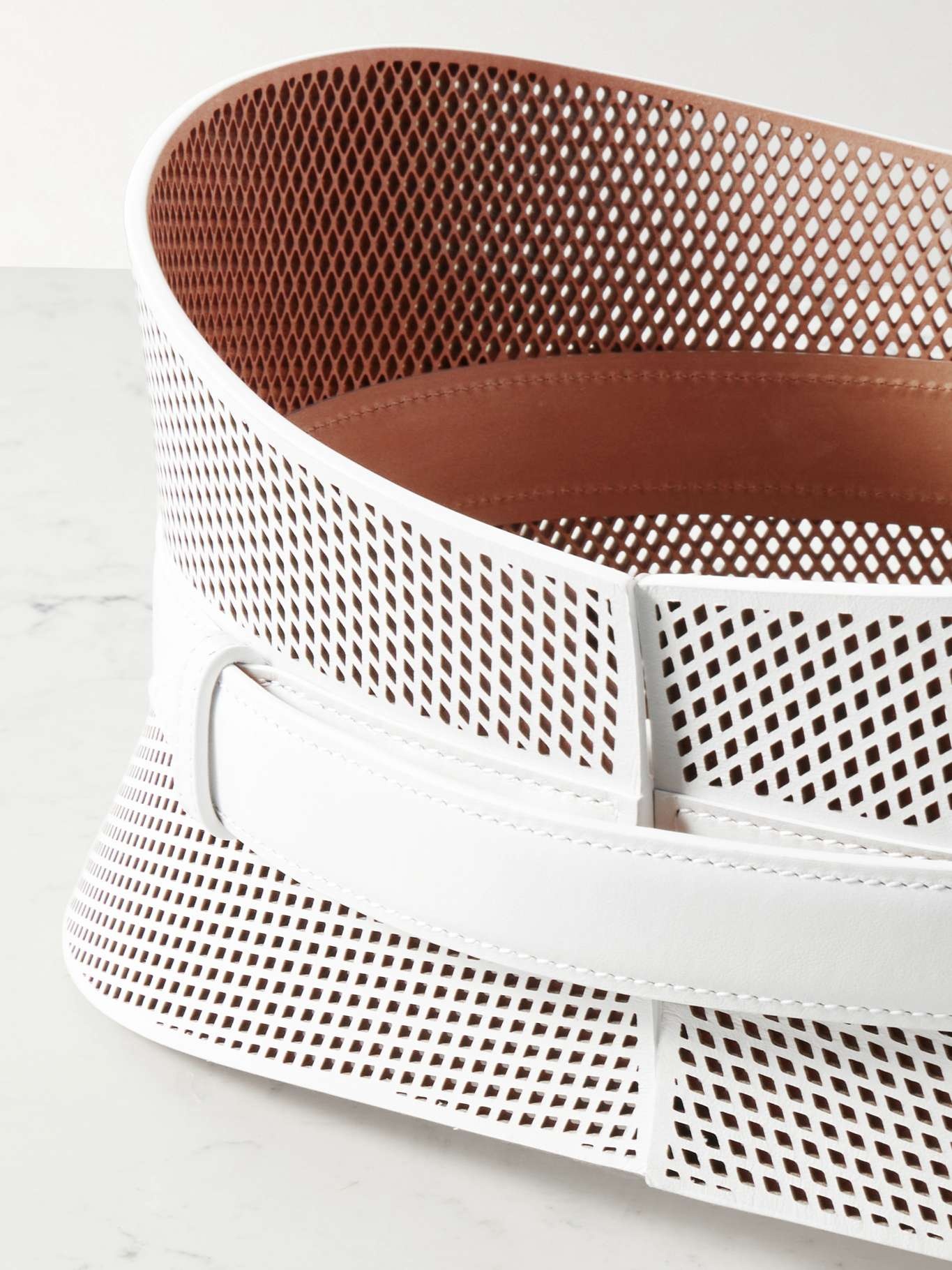 Neo Bustier laser-cut leather belt White - 4