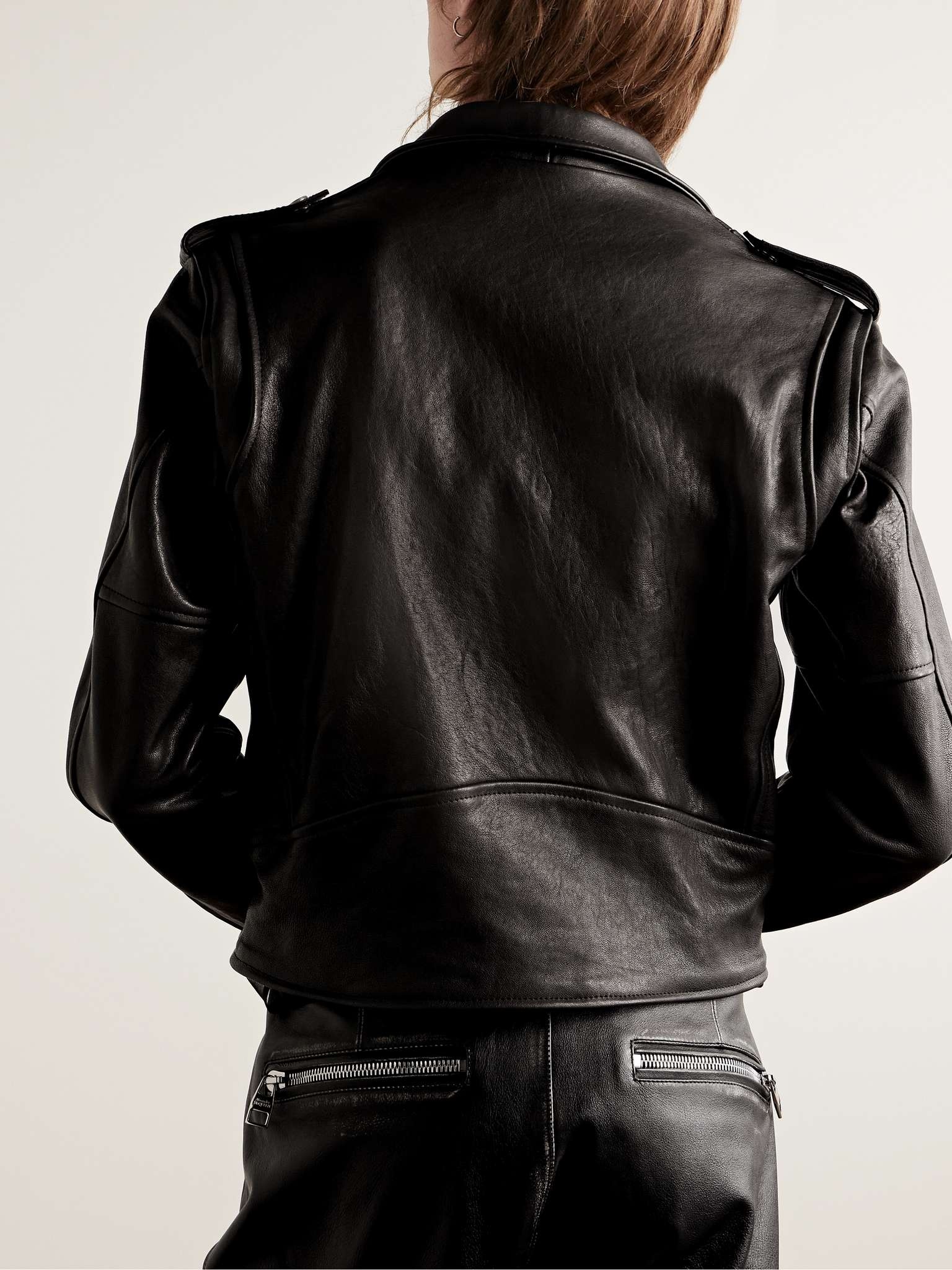 Slim-Fit Embellished Leather Jacket - 5