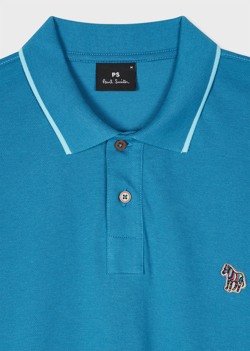 Paul Smith Slim-Fit Blue Zebra Logo Polo Shirt With Contrast Tipping outlook