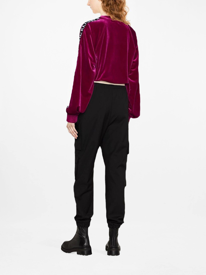 logo-trim velour sweatshirt 4