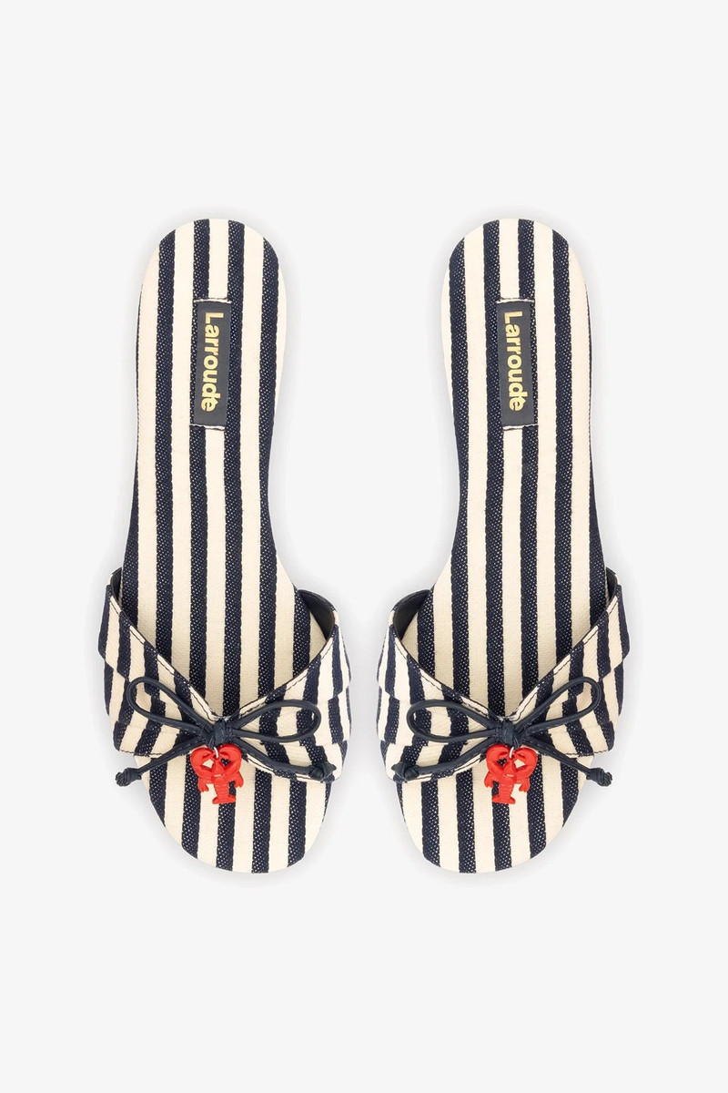 Bardot Flat Navy Striped Canvas 6