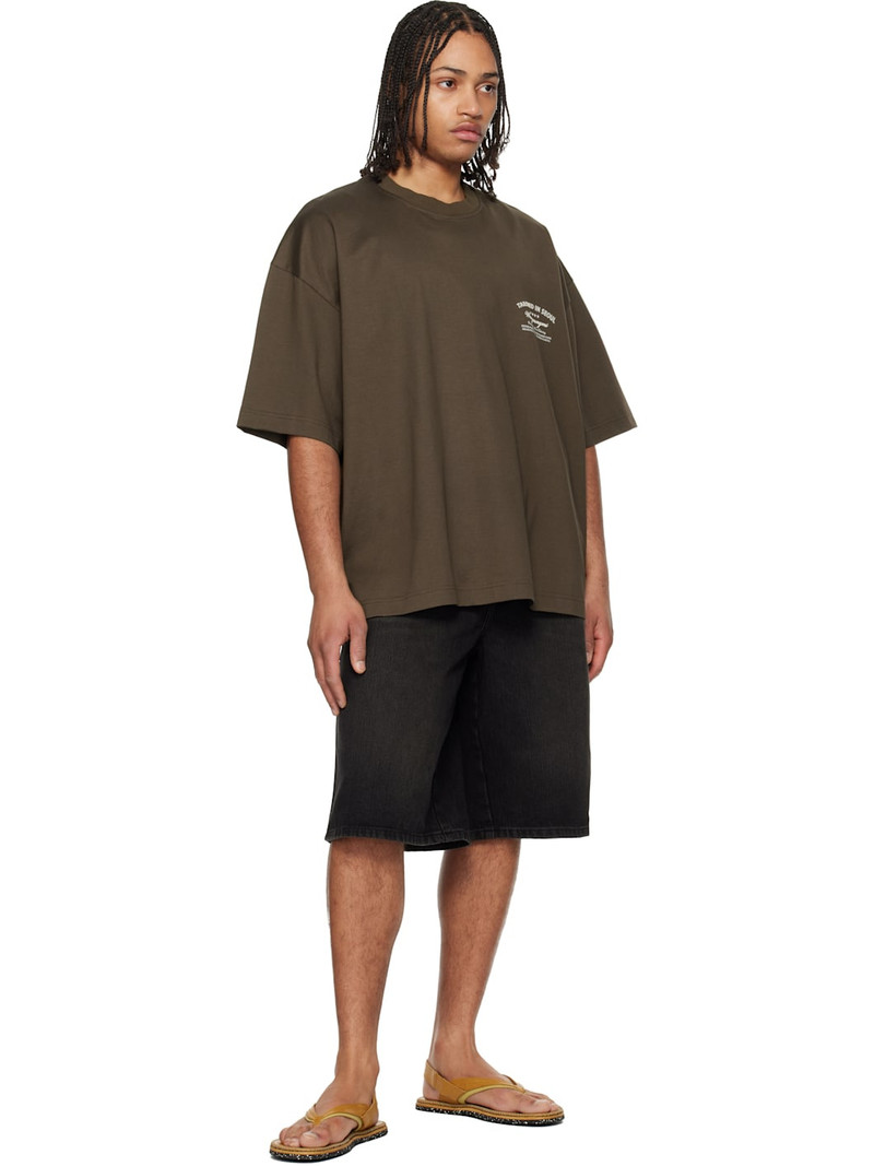 Wooyoungmi Khaki Lettering Graphic T-shirt outlook