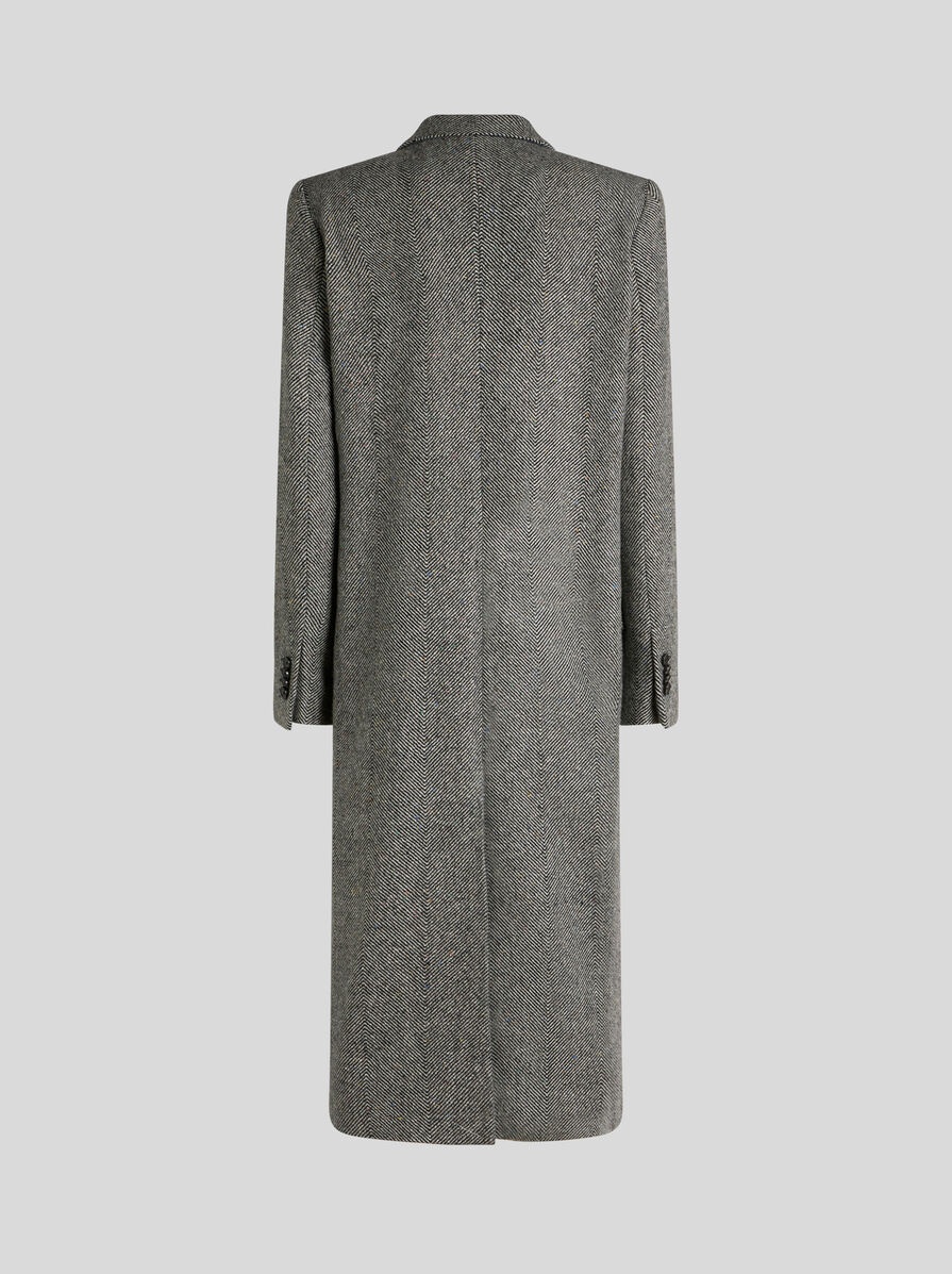 DOUBLE-BREASTED WOOL COAT - 5