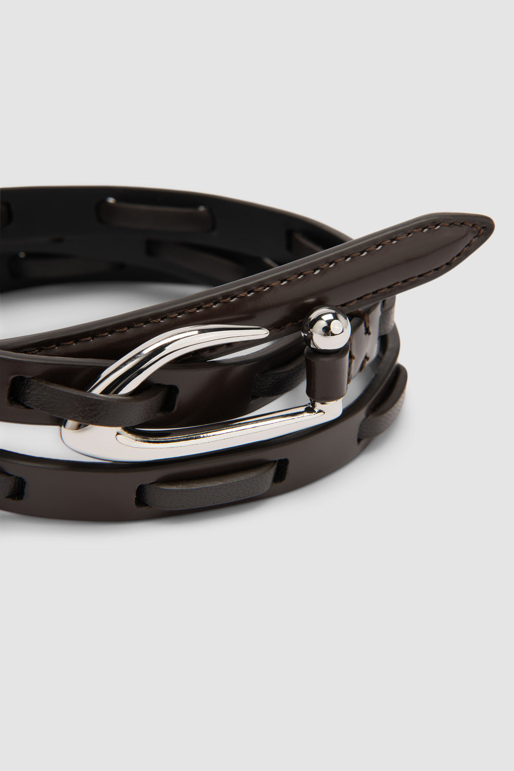 Chimera Interlaced Ristretto Semi Patent and Nappa Leather Belt - 2