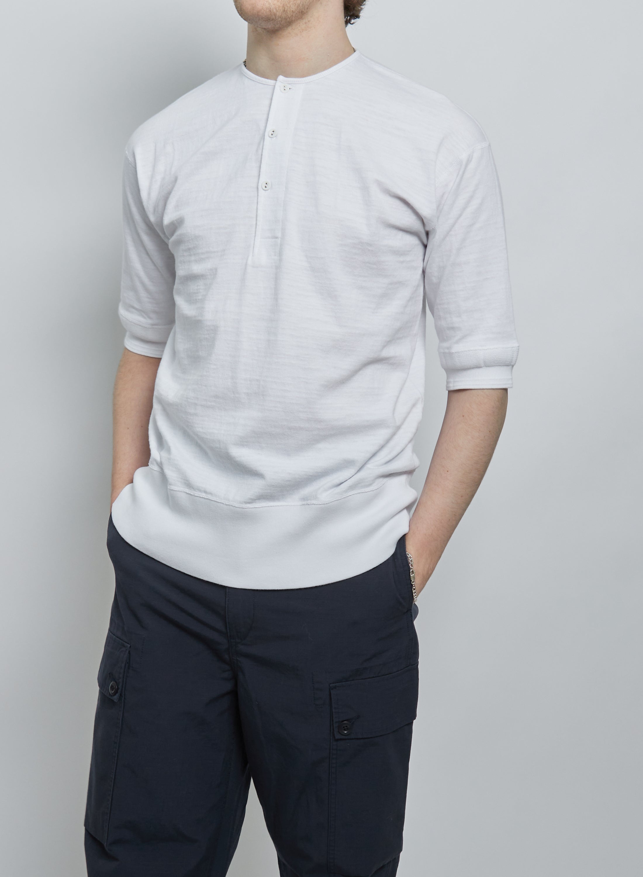 CC22 Henley Neck Shirt in Off White - 2