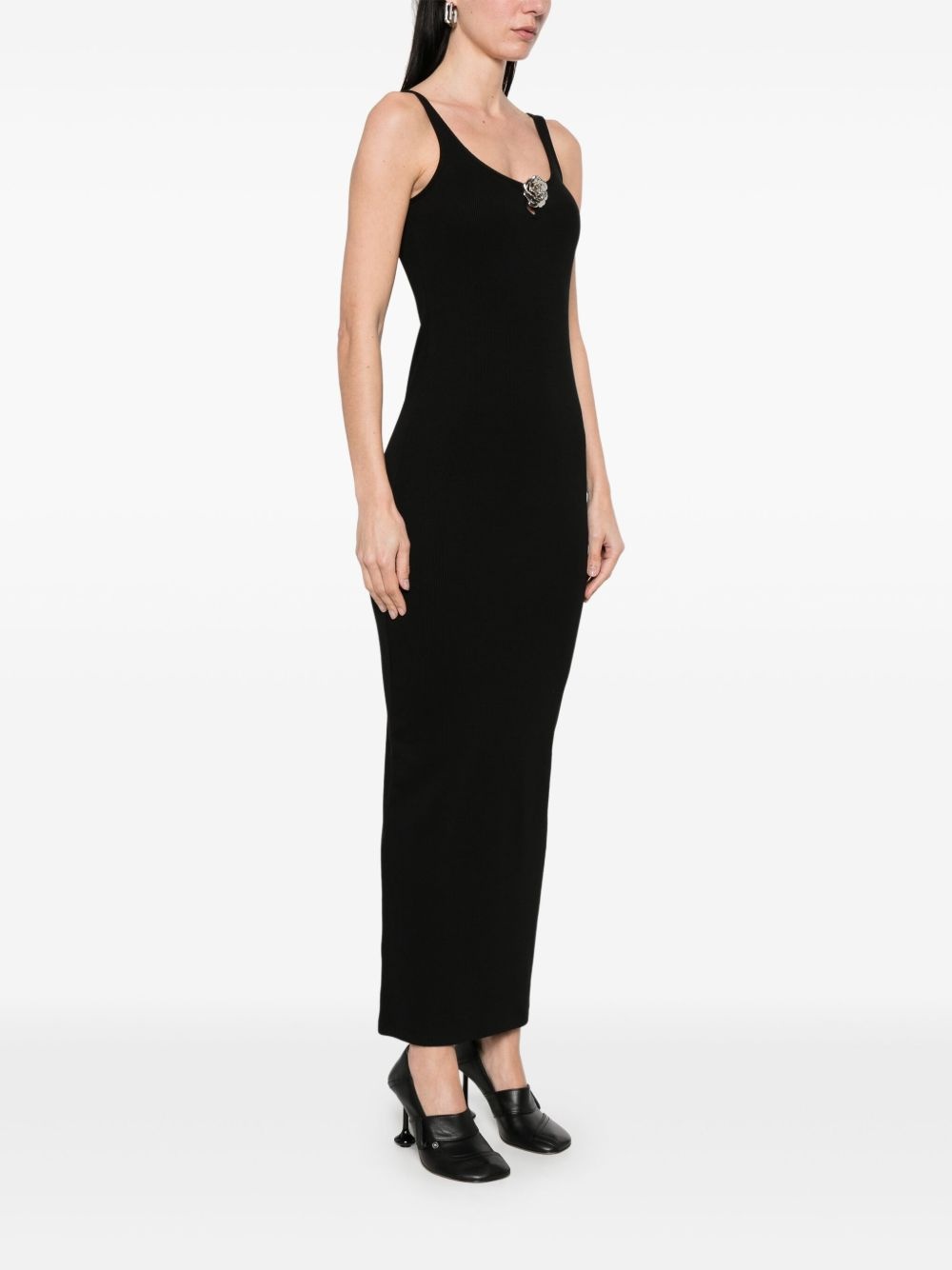 floral-brooch maxi dress - 3