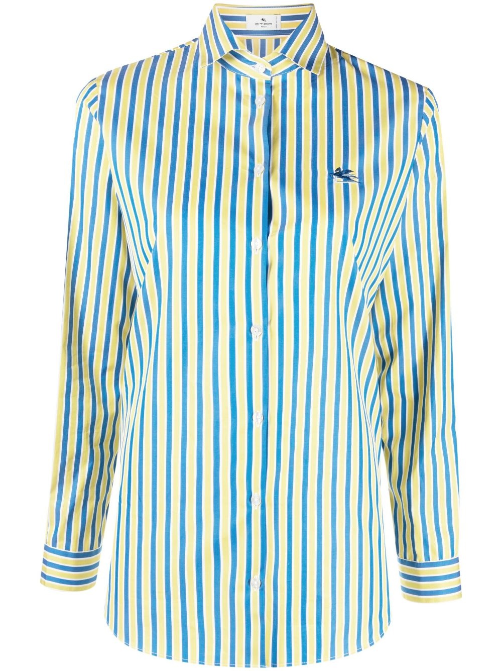 logo-print striped cotton shirt - 1