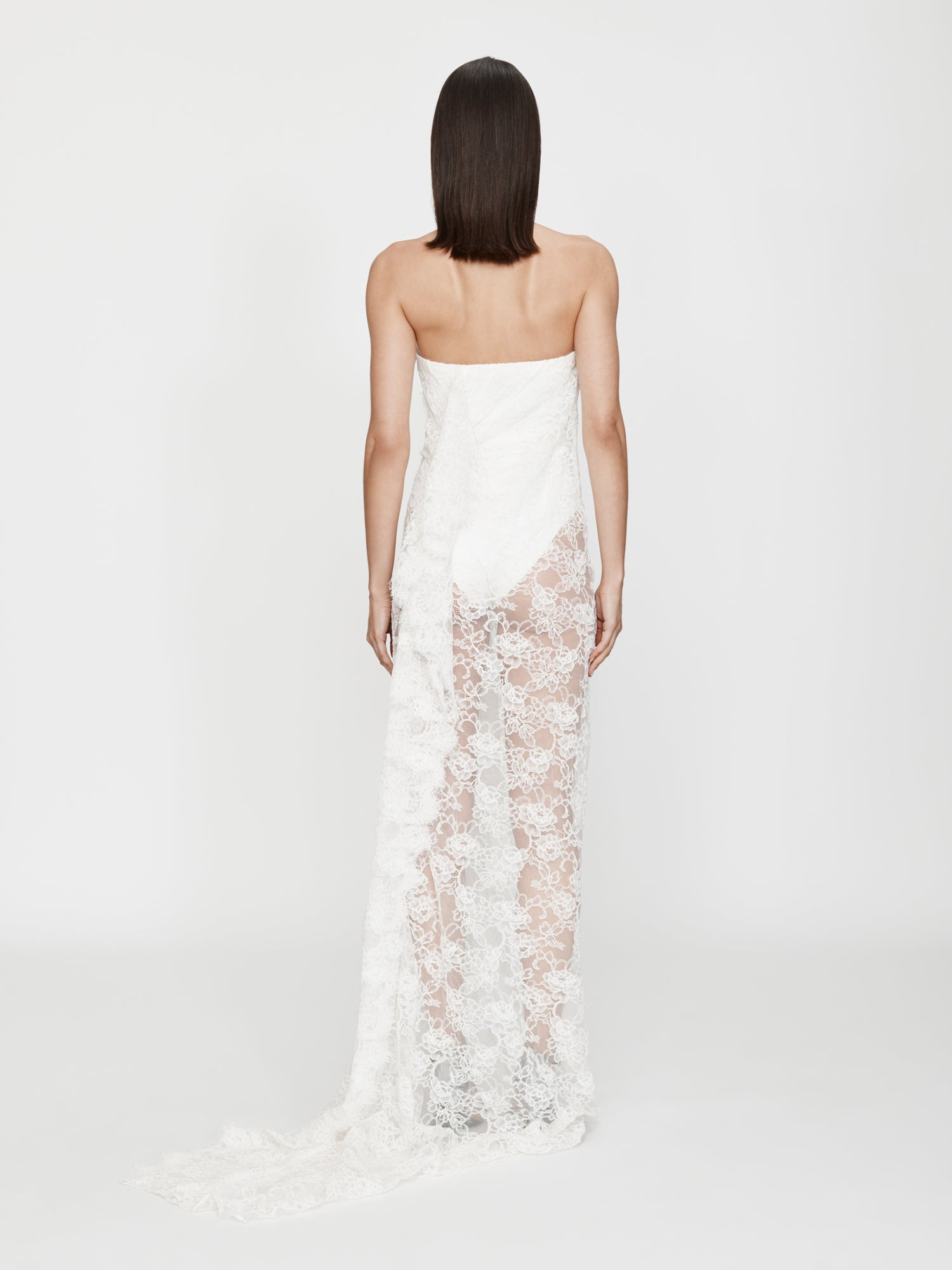 Floating Lace Strapless Gown - 5