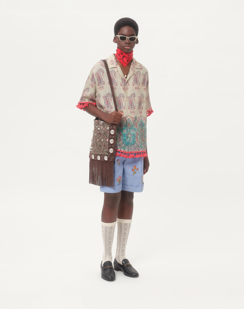 Valentino LIGHTWEIGHT LINEN BOWLING SHIRT WITH VOYAGE IMAGINAIRE PRINT outlook