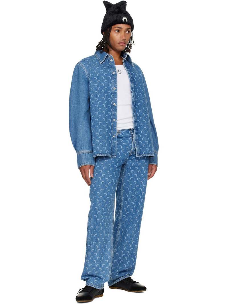 Marine Serre Blue Moon Laser Denim Shirt outlook