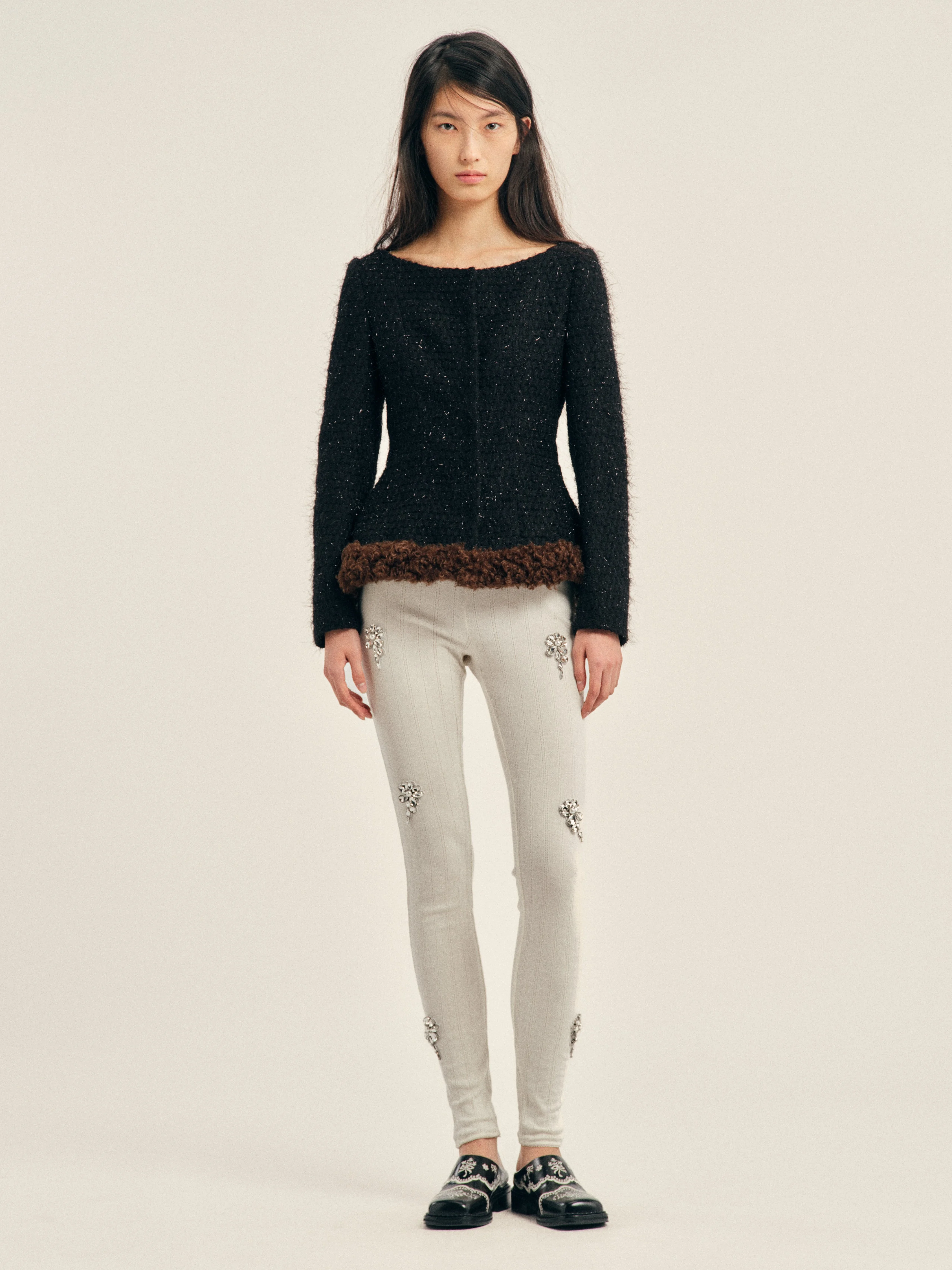 Round Sculpt Faux Fur Detail Bustle Jacket - 1