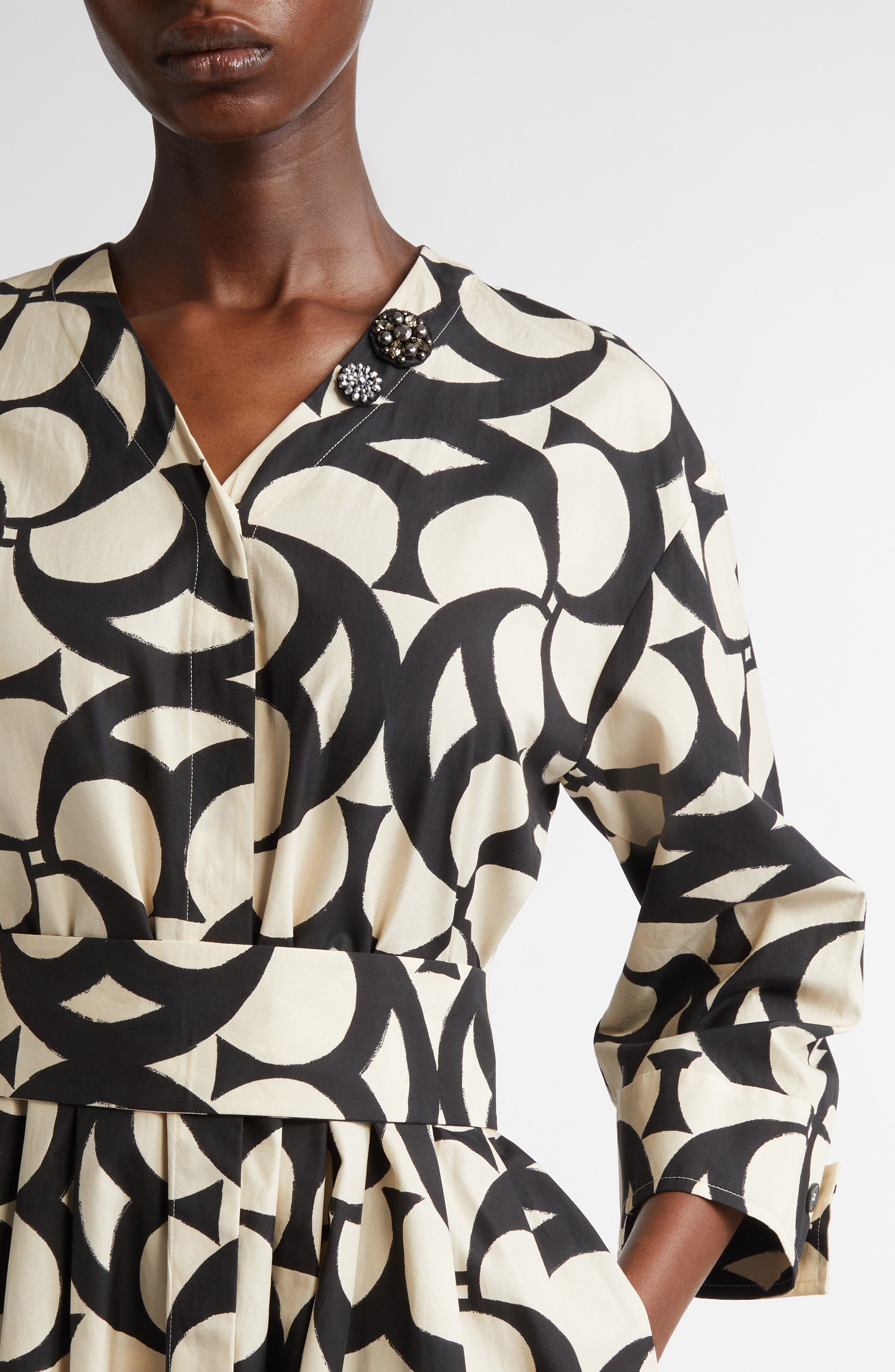 Max Mara Alice Print Shirtdress in Black at Nordstrom - 4