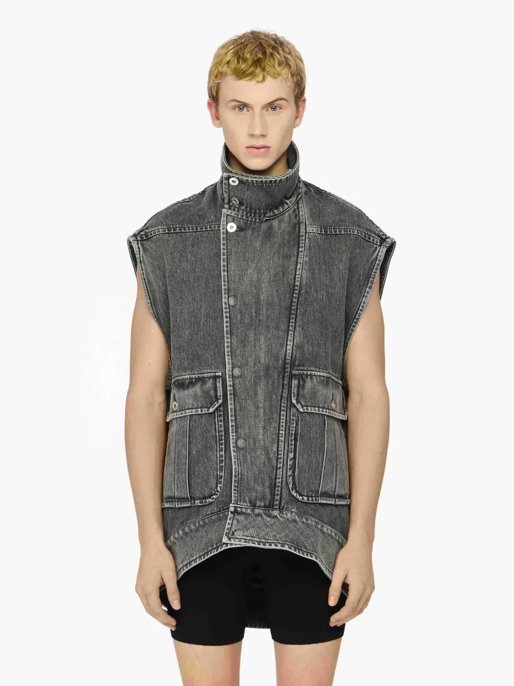 OVERSIZED SLEEVELESS HIGH NECK JACKET - 2