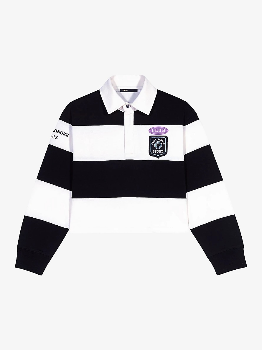 Logo-embroidered striped cotton polo shirt - 1