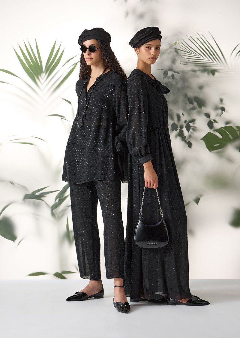 ASV Henley blouse in viscose fil coupé with all-over lurex polka dots 6