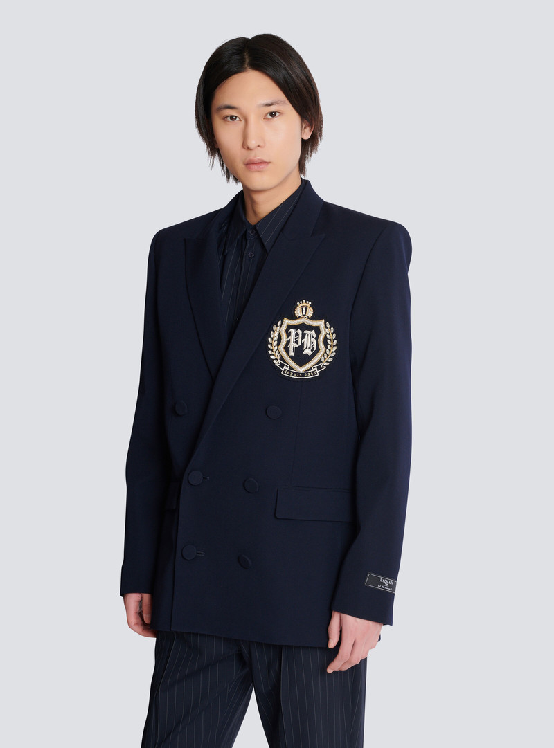 Wool blazer with crystal patch 6