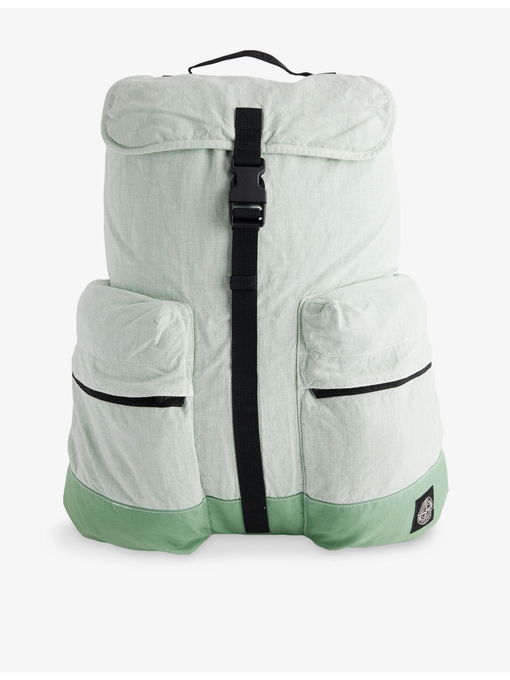 Brand-Patch Zip-Pockets Linen-Blend Backpack - 1