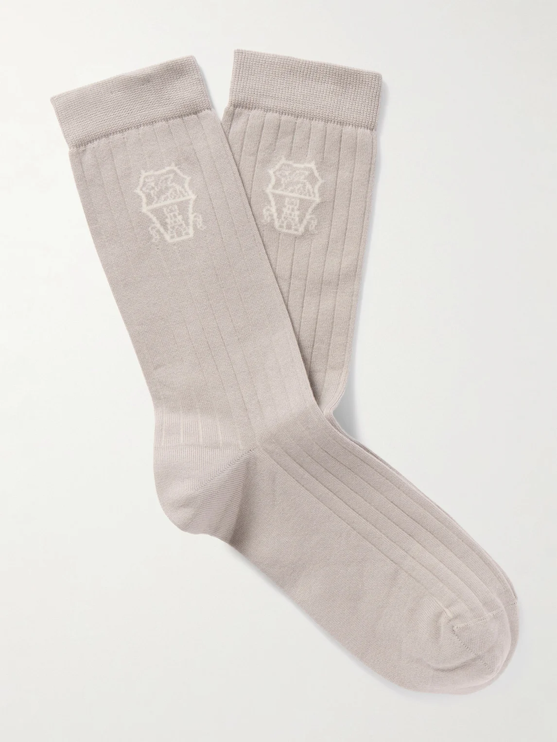Logo-Jacquard Ribbed Cotton Socks - 1