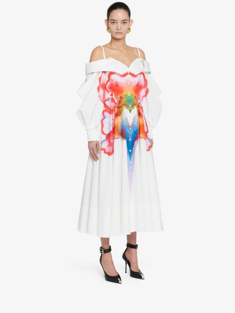 Women's Off-the-shoulder Shirt Dress in Optic White - 3