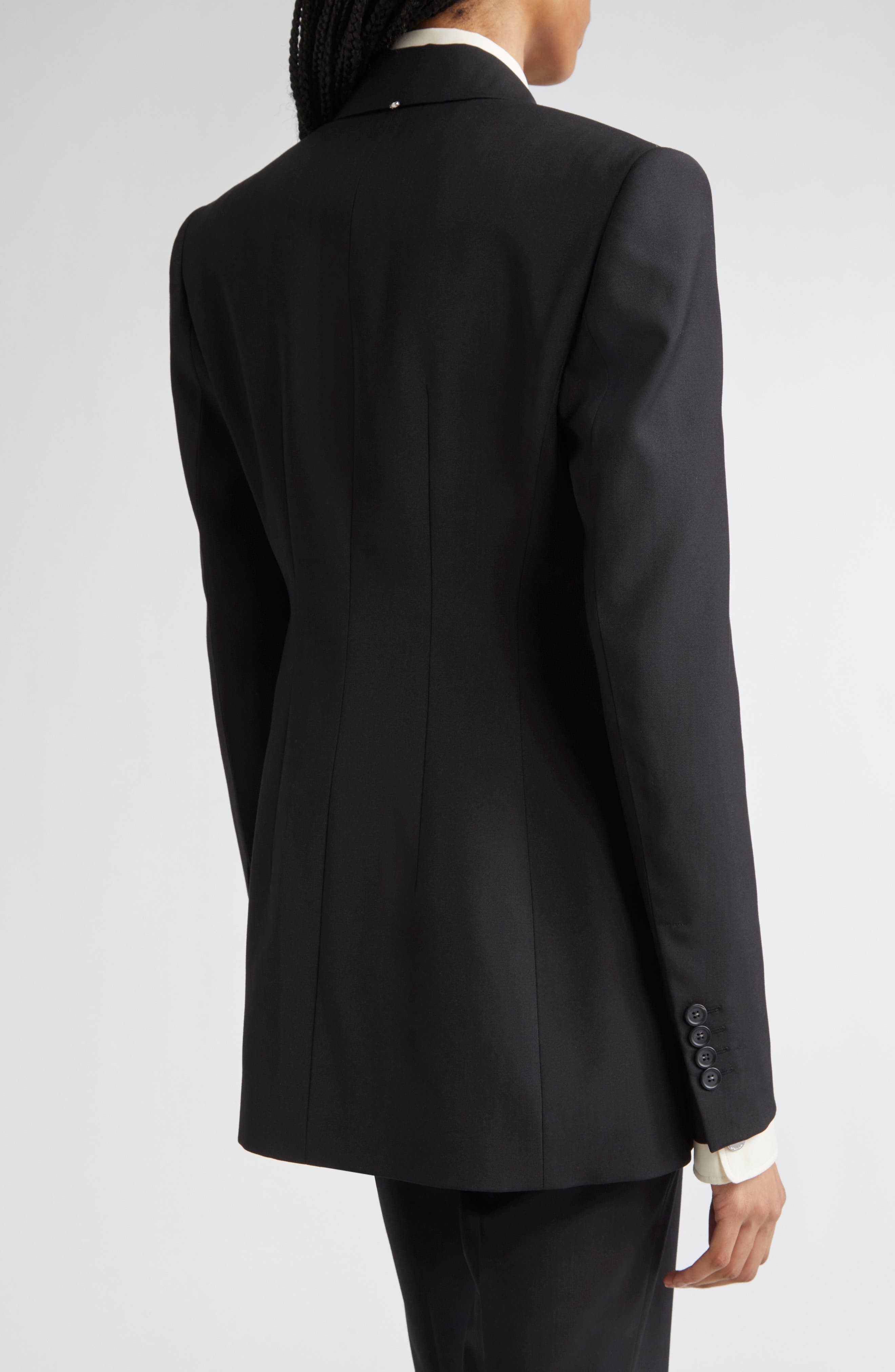 SPORTMAX Adamo Double Breasted Tailored Virgin Wool Blazer in Black at Nordstrom - 3