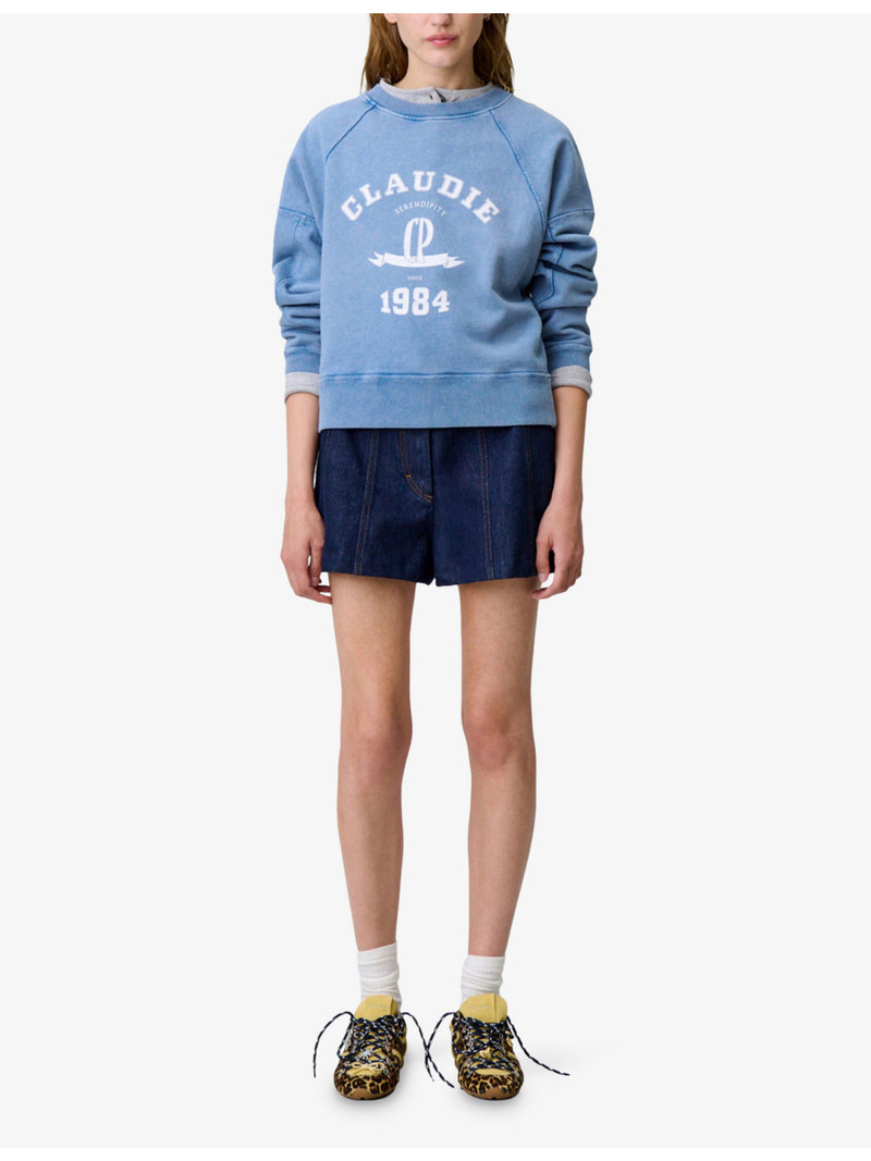 Claudie Pierlot Washed Logo-Print Cotton Sweatshirt outlook
