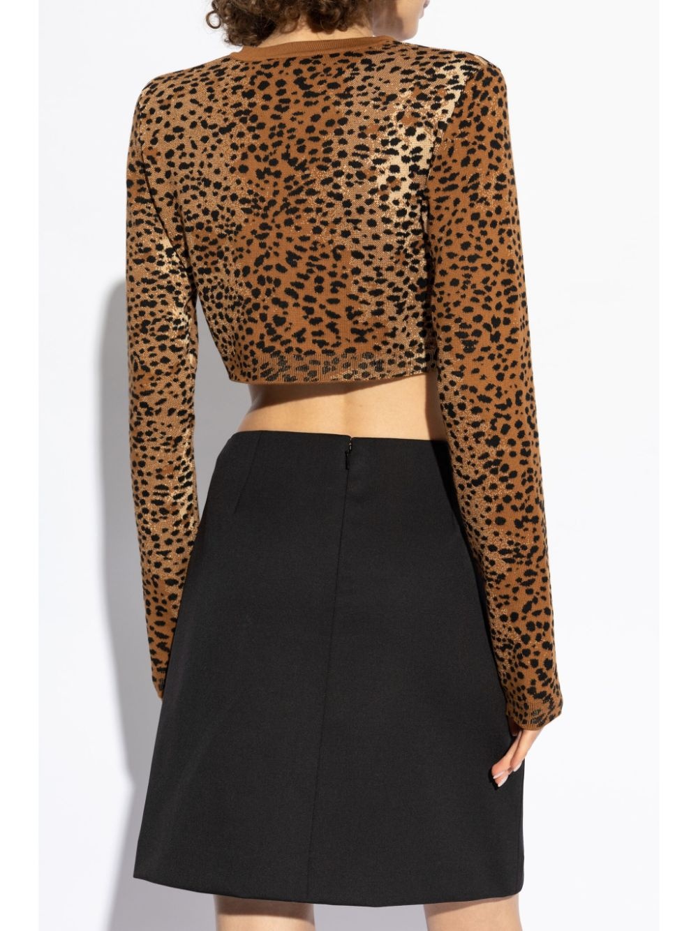 leopard-print cropped cardigan - 4