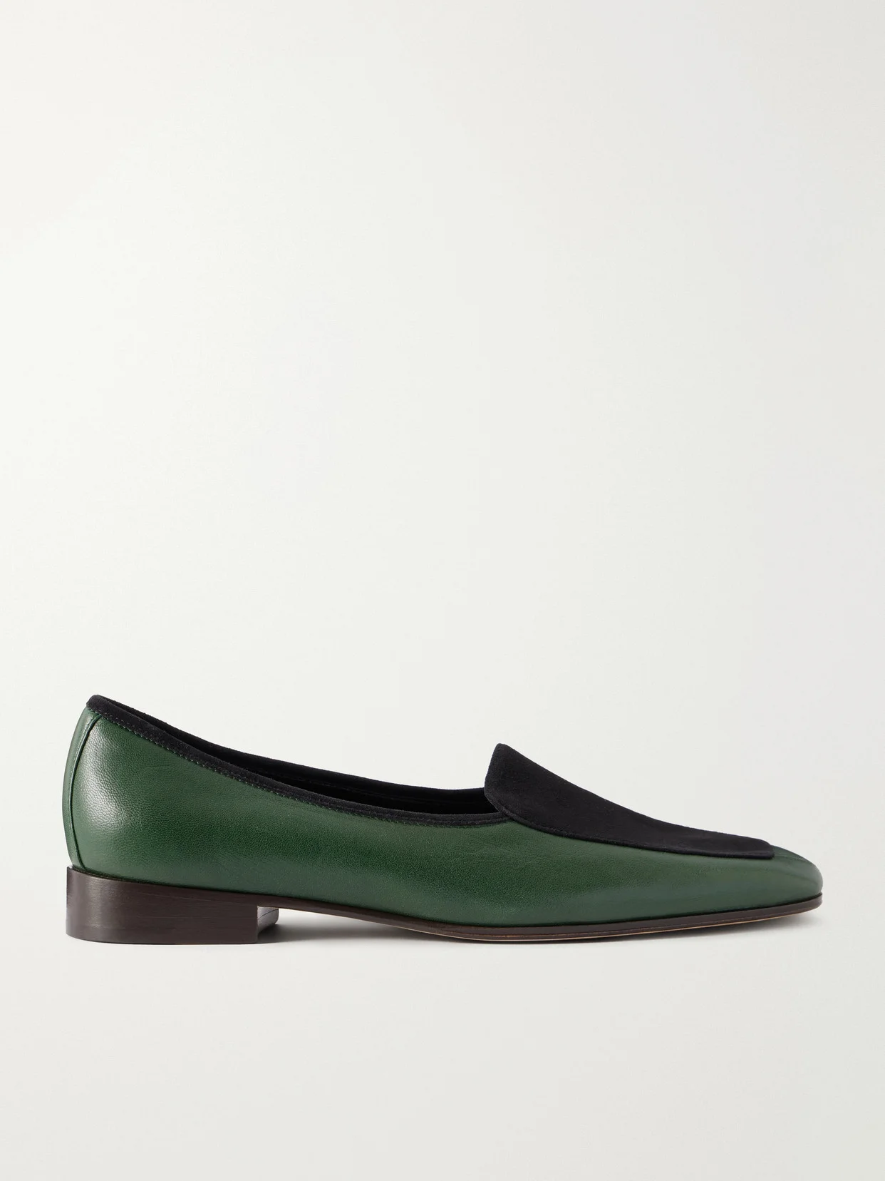 Adam Suede-trimmed Glossed-leather Penny Loafers - 1