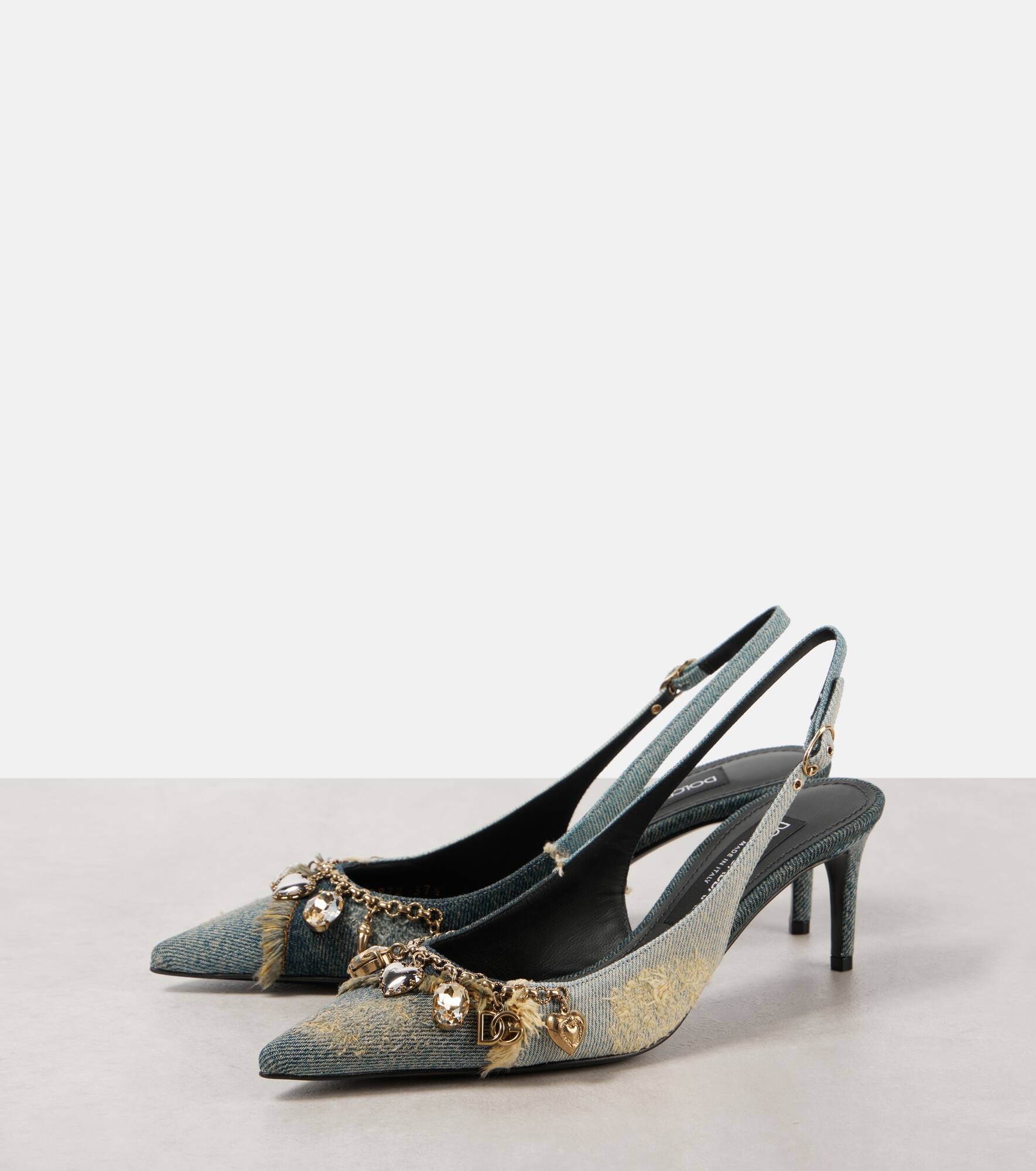 Denim slingback pumps - 5