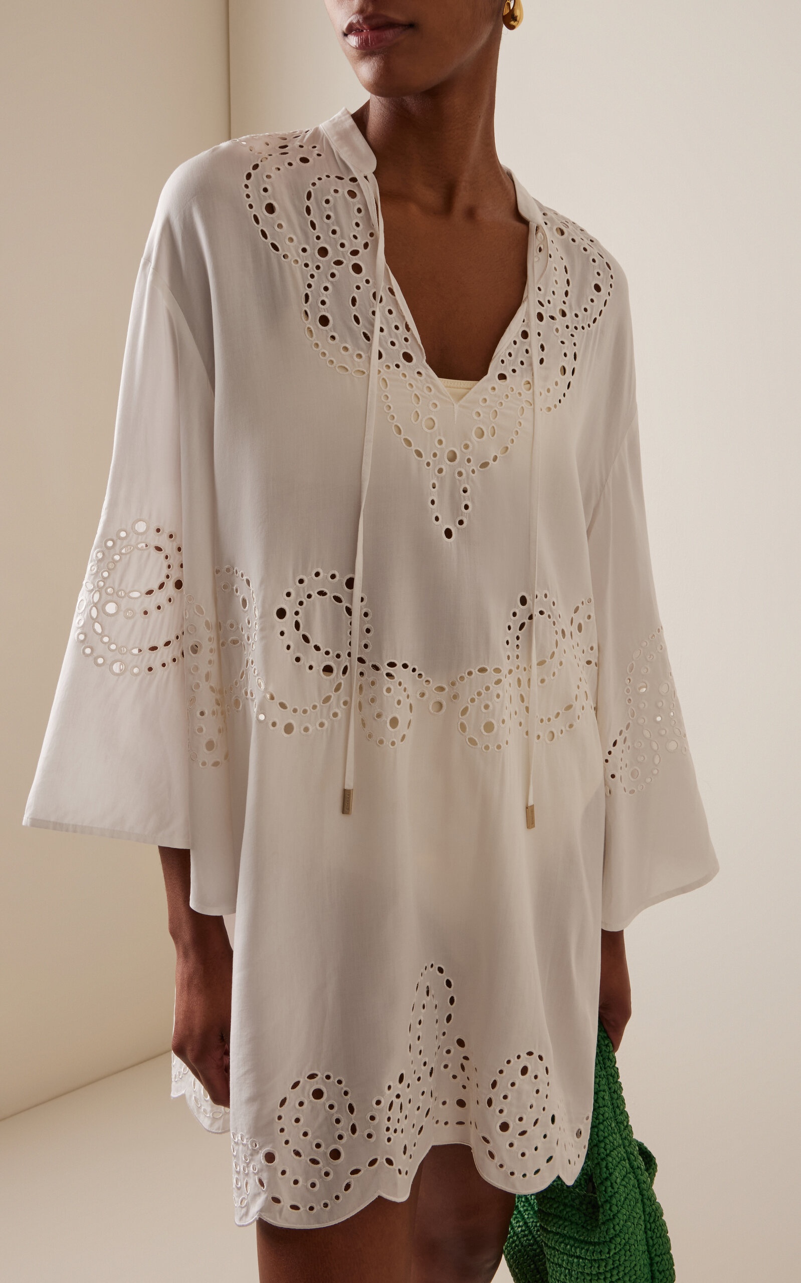Sarina Broderie Anglaise Cotton-Blend Mini Dress white - 3
