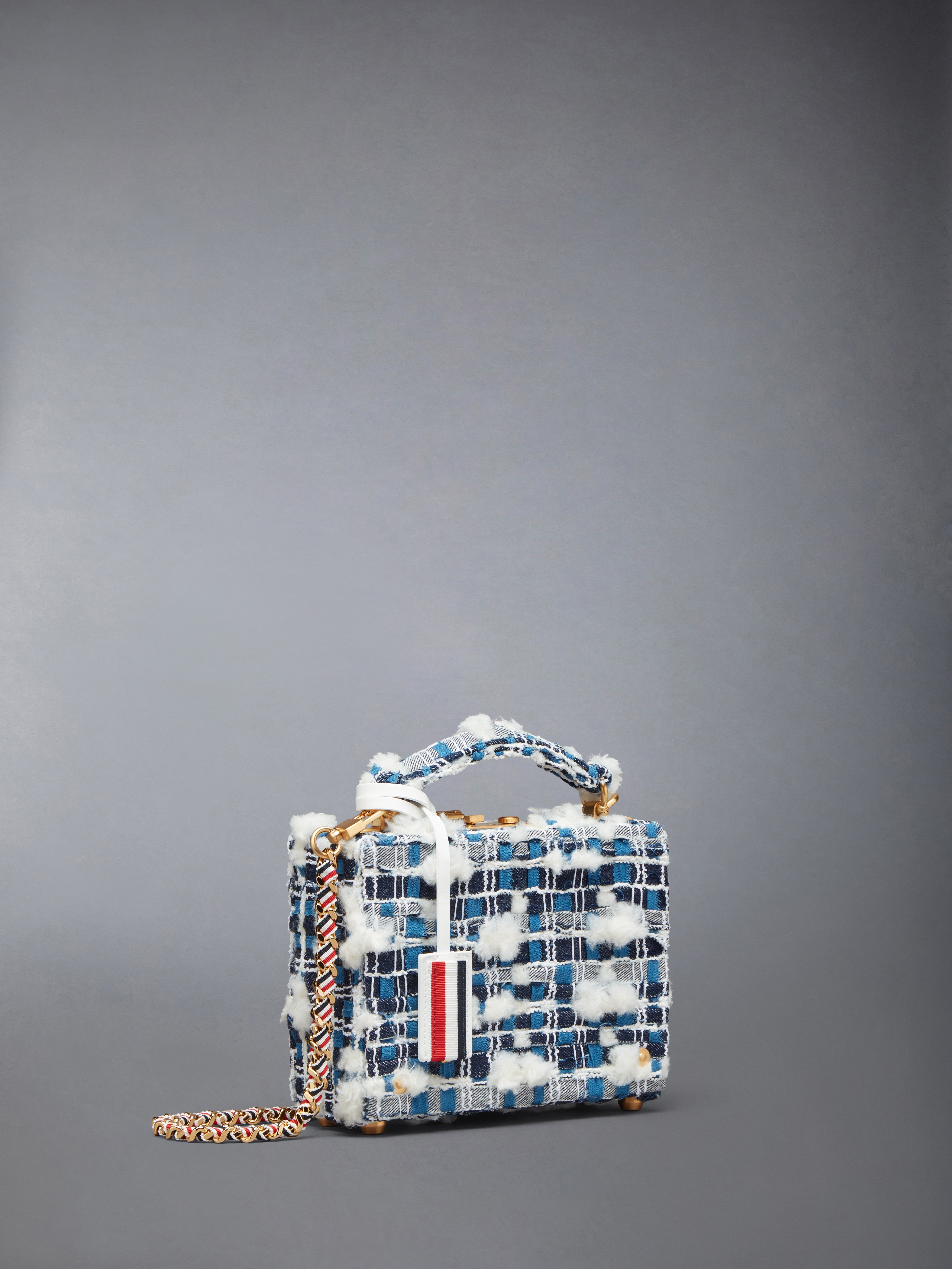MICRO ATTACHE CASE W/ RWB GG WOVEN CHAIN IN DENIM POUF TWEED - 2