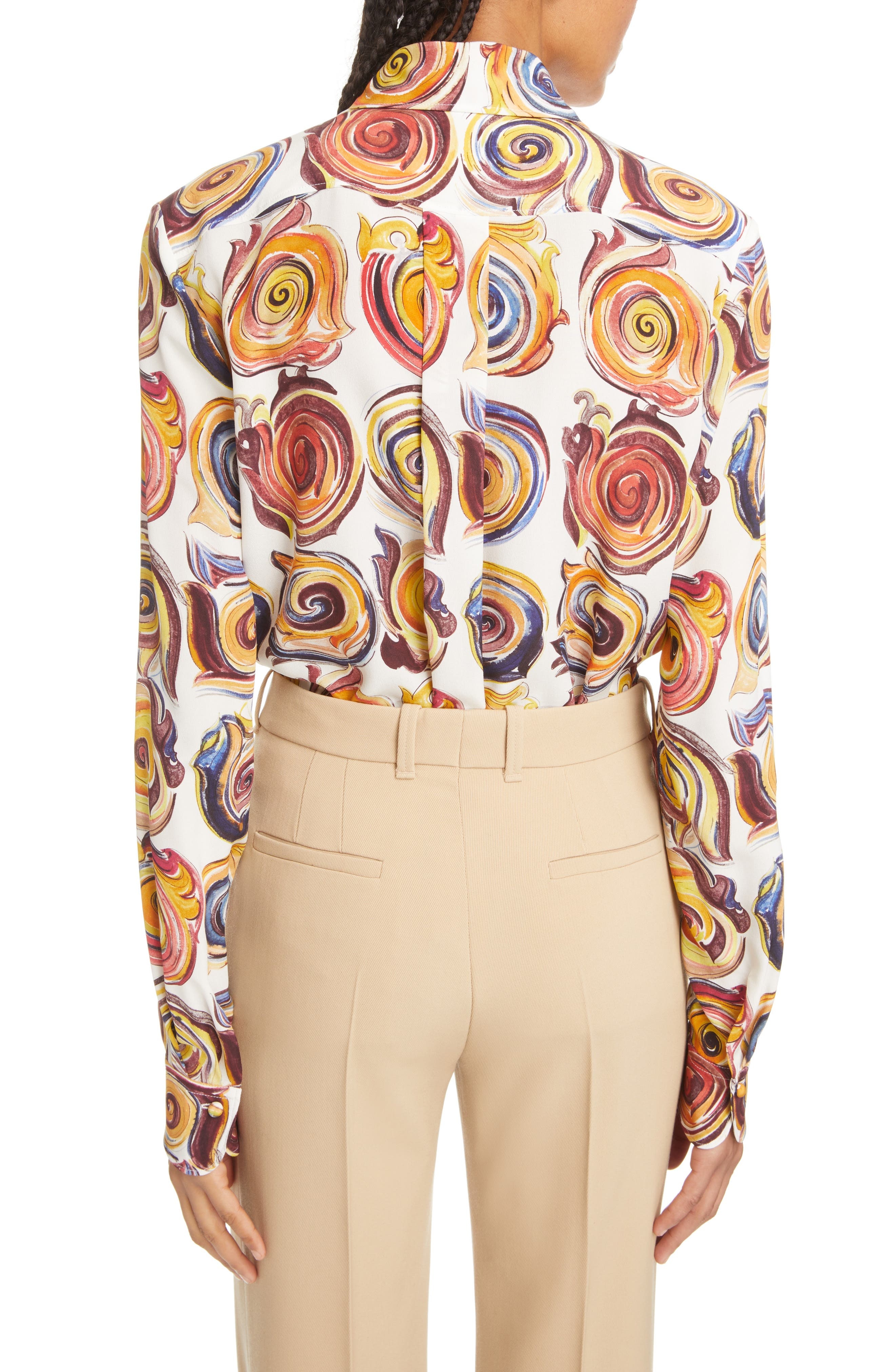 Chloé Spiral Print Silk Blouse in Yellow/Multicolor at Nordstrom, Size 12 Us - 2