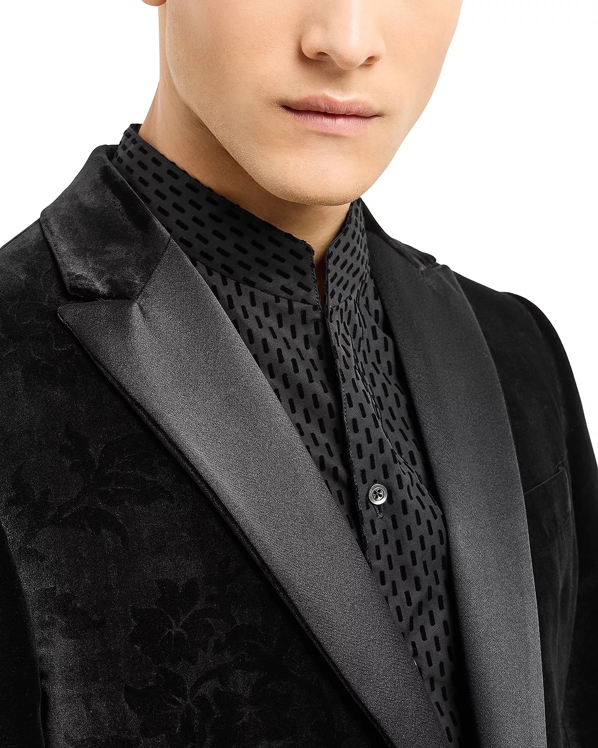 Slim Fit Embossed Velvet Dinner Jacket - 4