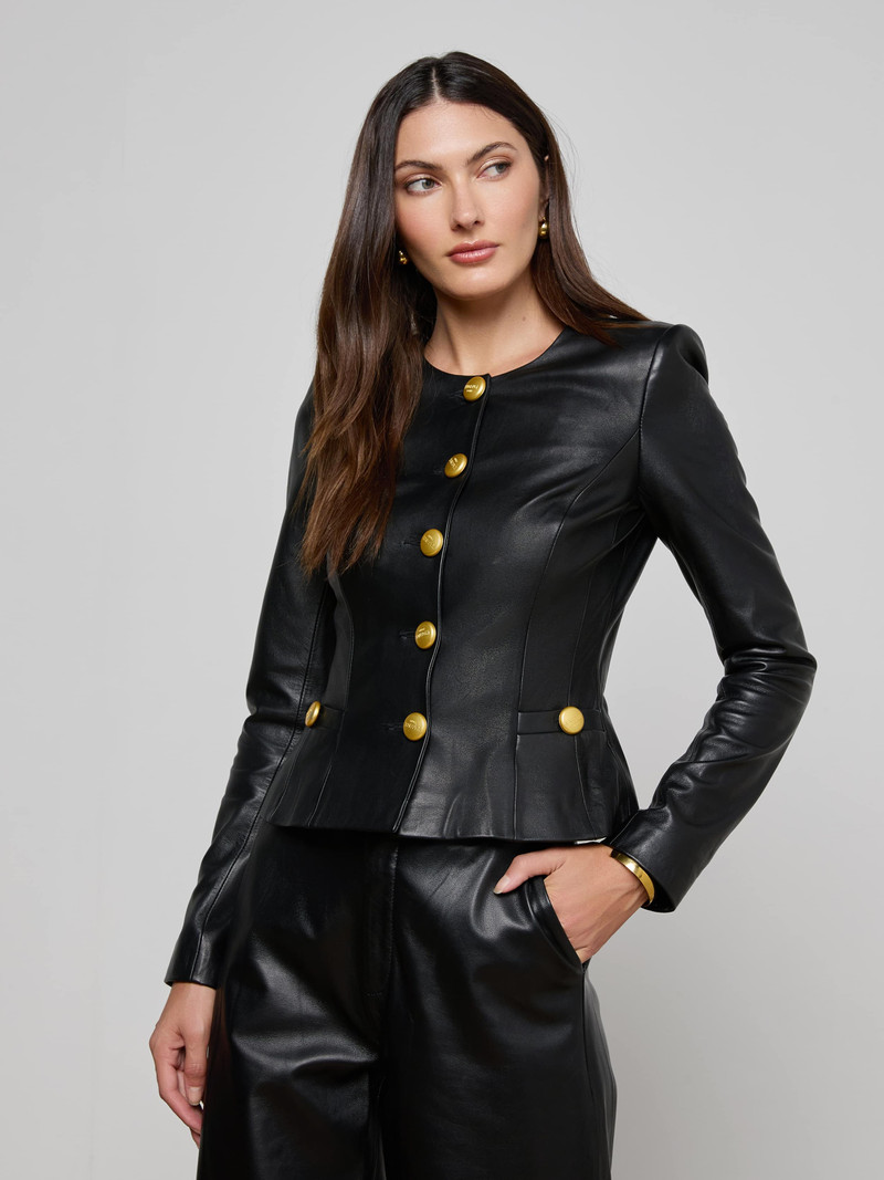 L'AGENCE Mariella Leather Jacket outlook