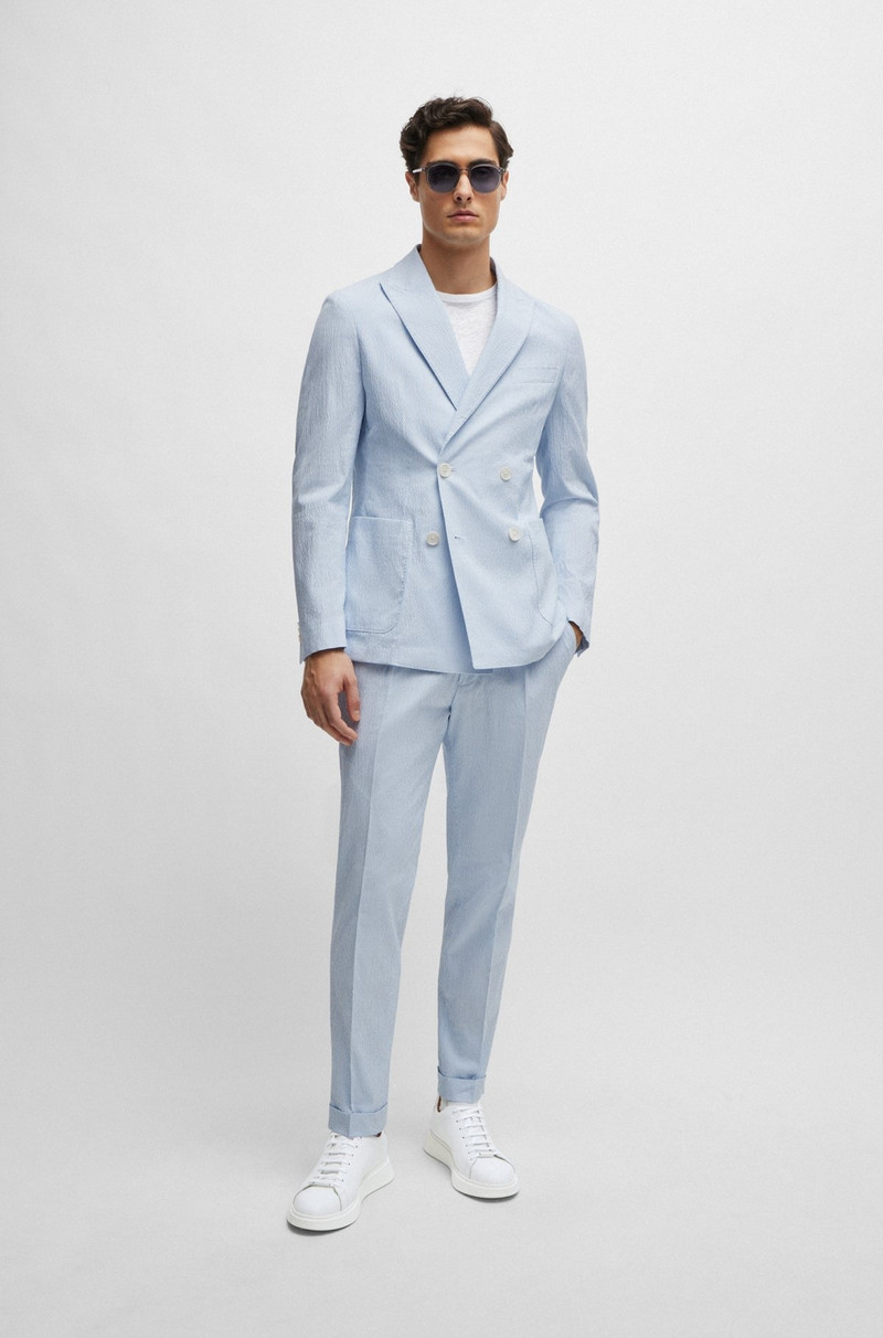 SLIM-FIT SUIT IN STRIPED STRETCH-COTTON SEERSUCKER 1