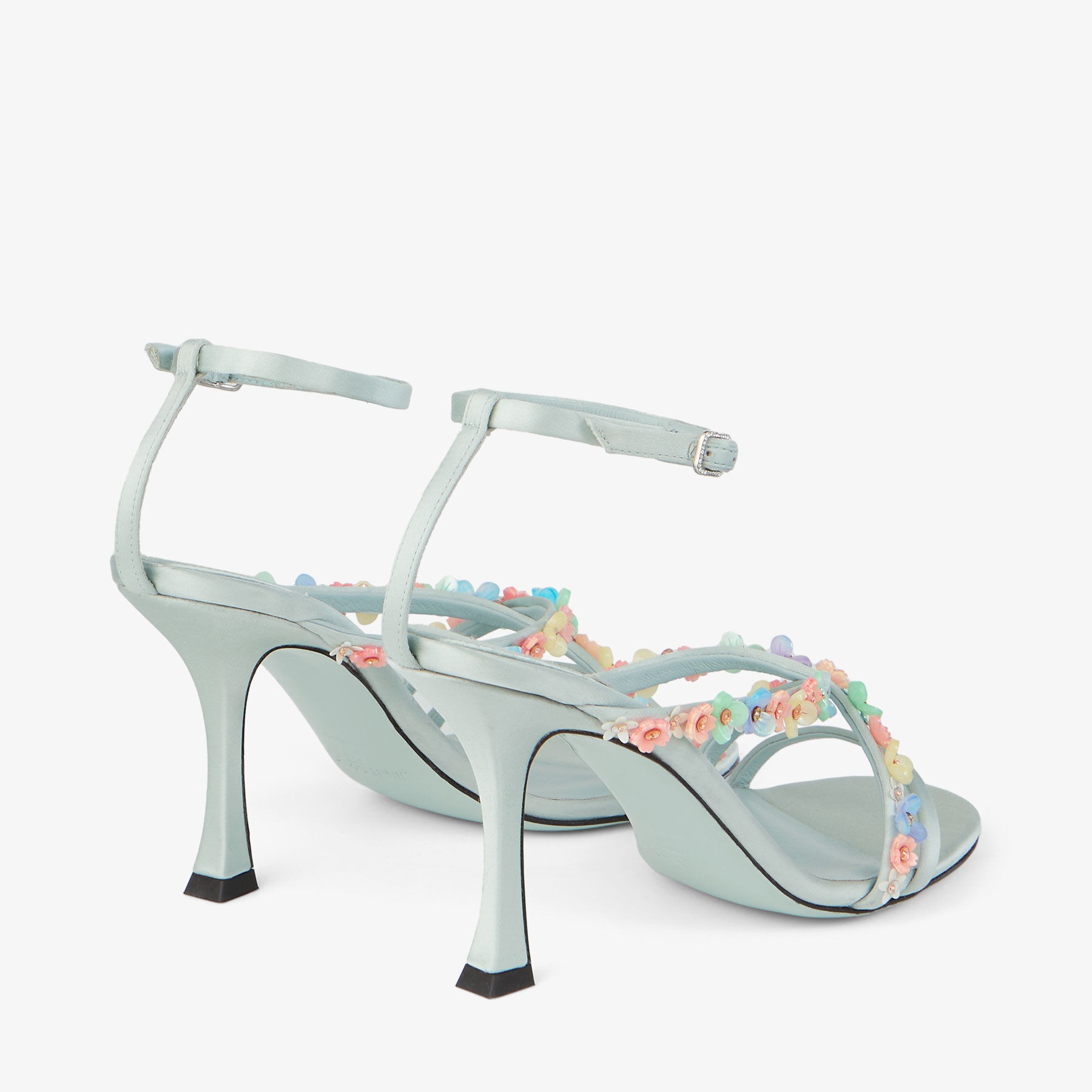 Blanche 90
Light Verde Satin Sandal with Daisy Embroidery - 5