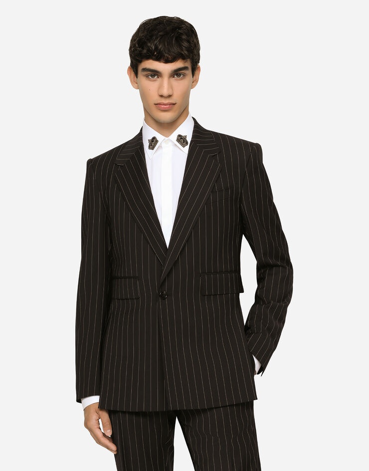 Pinstripe stretch wool Sicilia-fit suit - 4