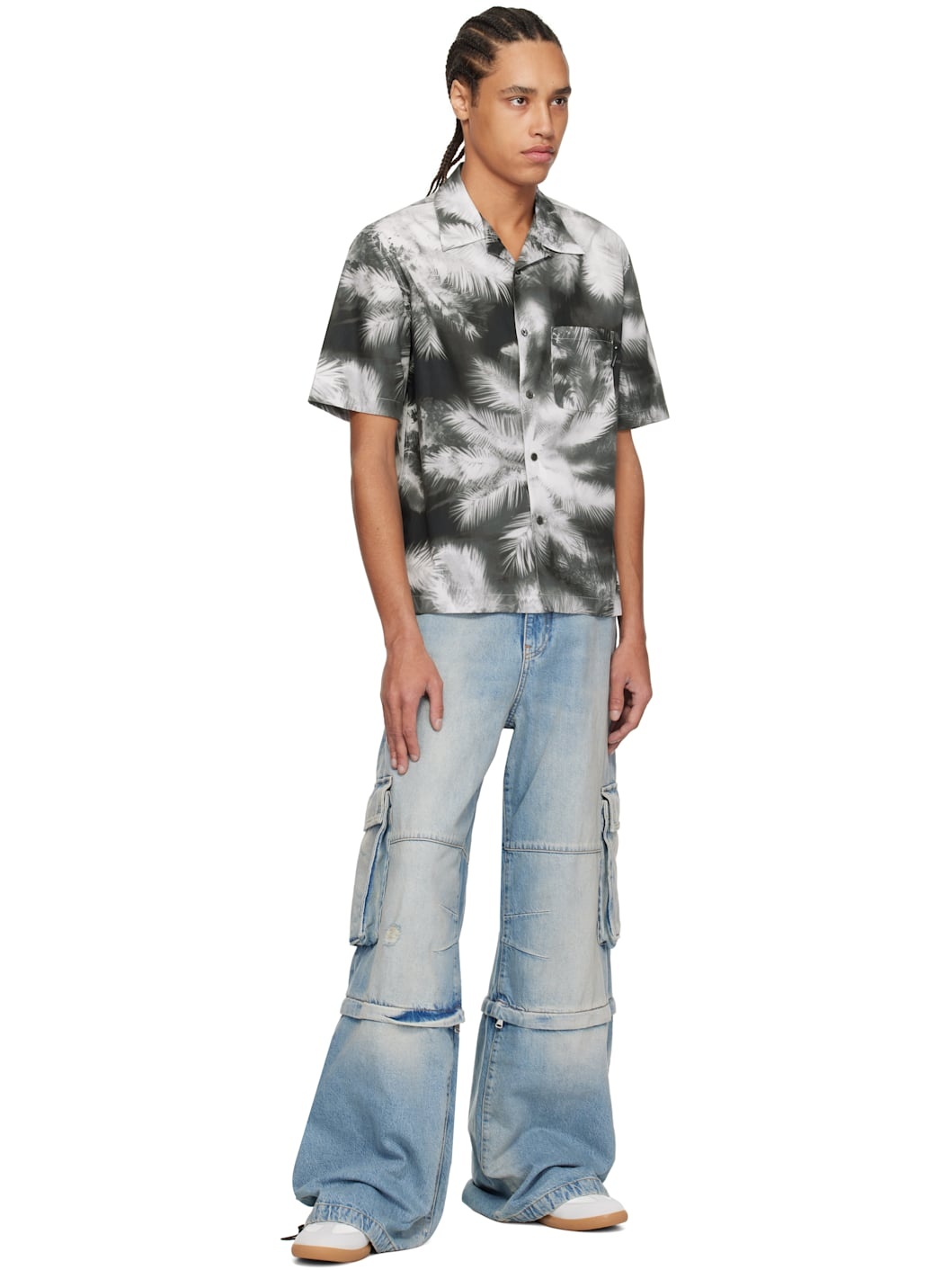Black & Gray Blueprint Palms Shirt - 4
