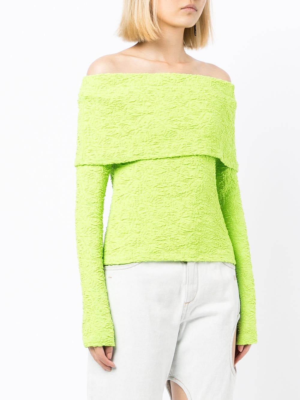 off-shoulder textured top - 3